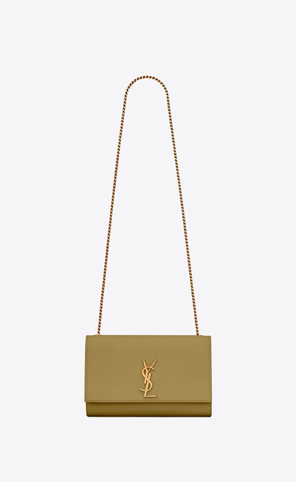 YSL Kate Medium Chain Bag In Grain De Poudre Embossed Leather Hazel Green | DMTRW9680