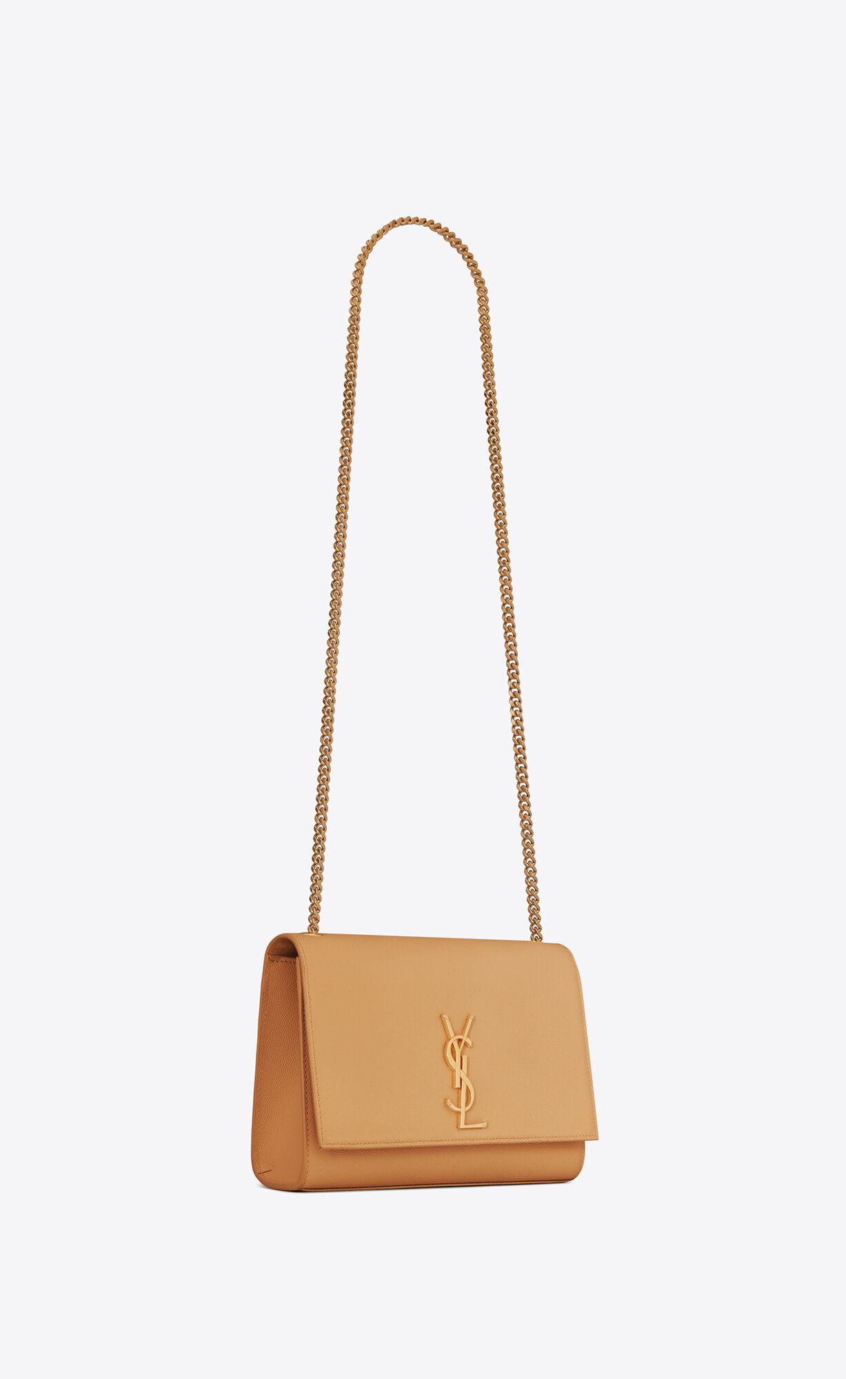 YSL Kate Medium Chain Bag In Grain De Poudre Embossed Leather Dark Sand | MKPBG8264