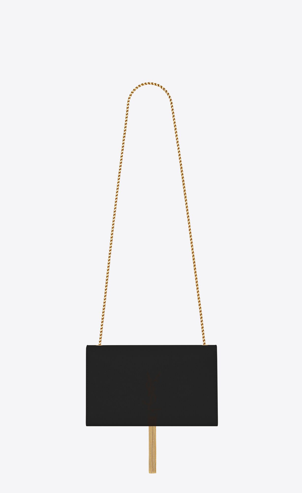 YSL Kate Medium Chain Bag With Tassel In Grain De Poudre Embossed Leather Black | SYFNQ4580