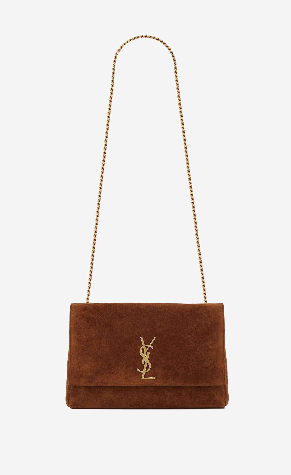 YSL Kate Medium Reversible Chain Bag In Suede And Crocodile-embossed Leather Military Taupe | LAMOE7928