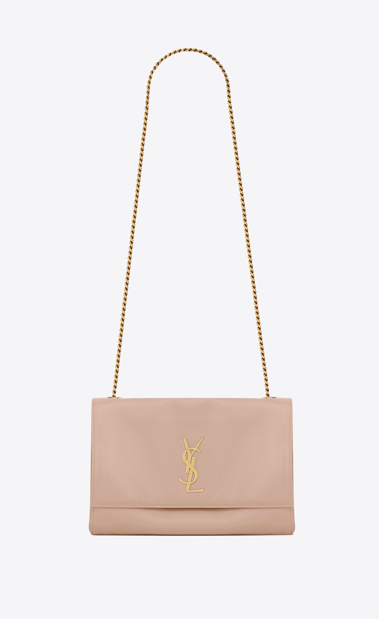 YSL Kate Medium Supple/Reversible Chain Bag In Shiny Leather And Suede Rosy Sand | LYFWS1436