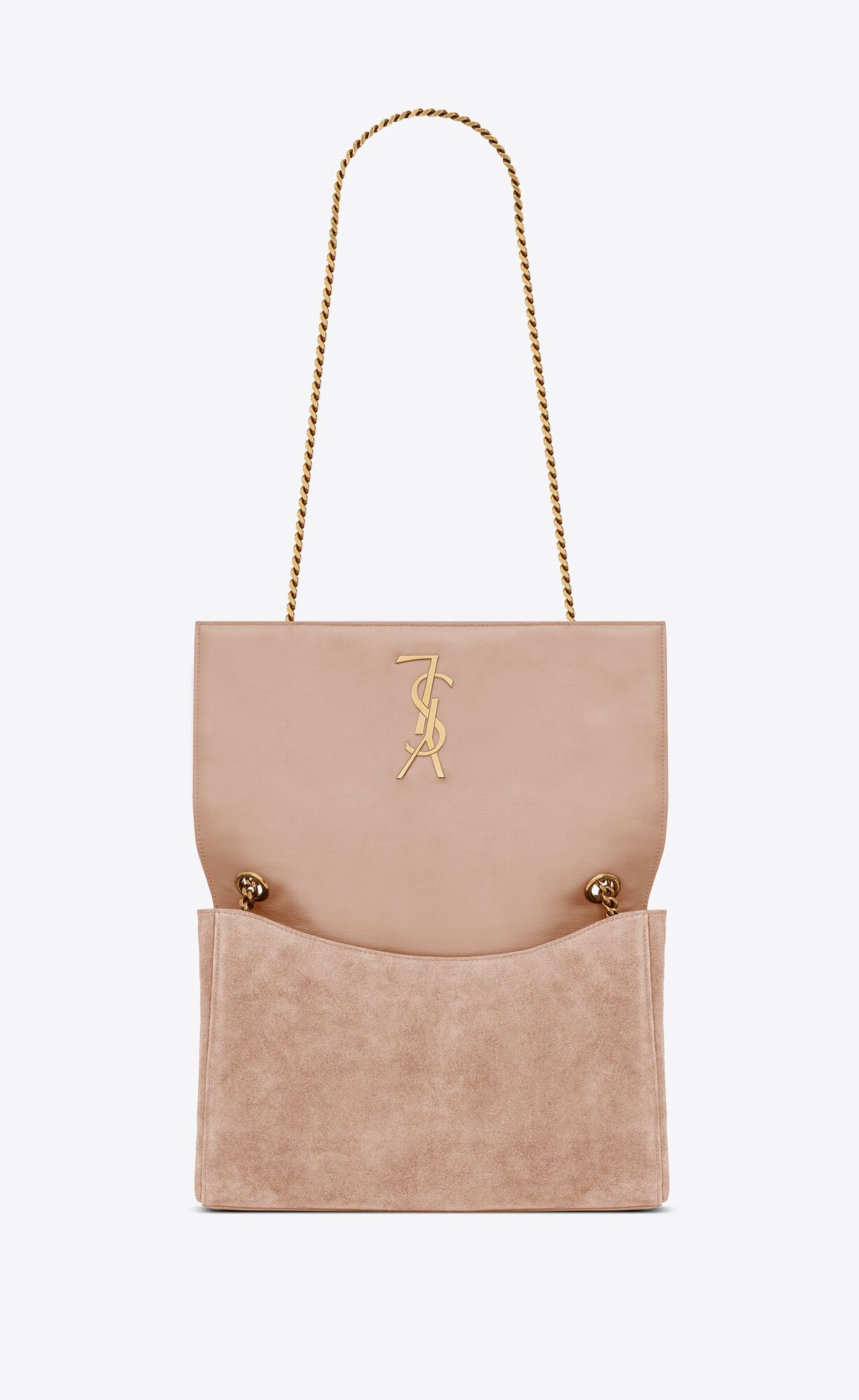 YSL Kate Medium Supple/Reversible Chain Bag In Shiny Leather And Suede Rosy Sand | LYFWS1436