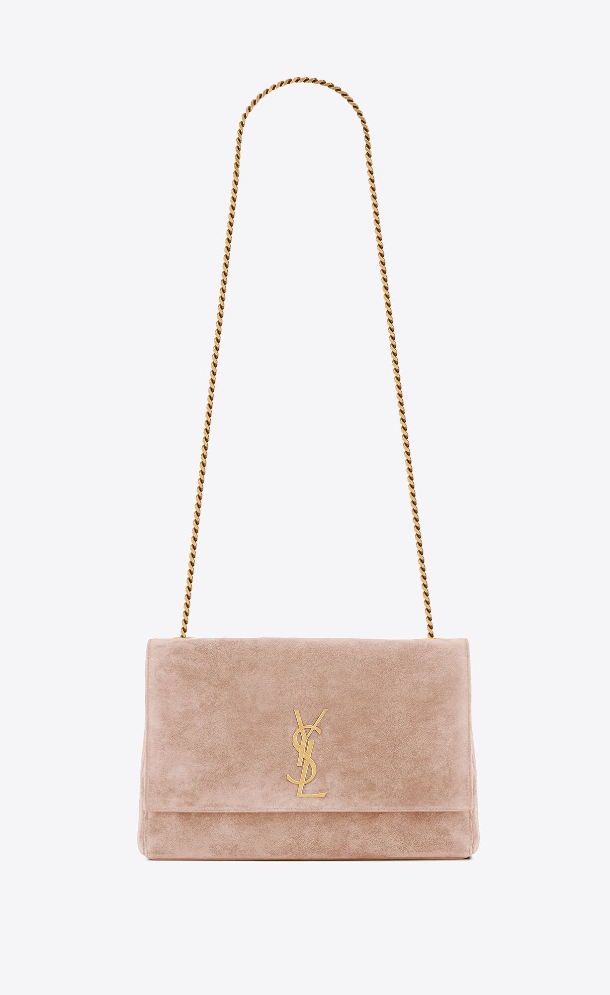 YSL Kate Medium Supple/Reversible Chain Bag In Shiny Leather And Suede Rosy Sand | LYFWS1436