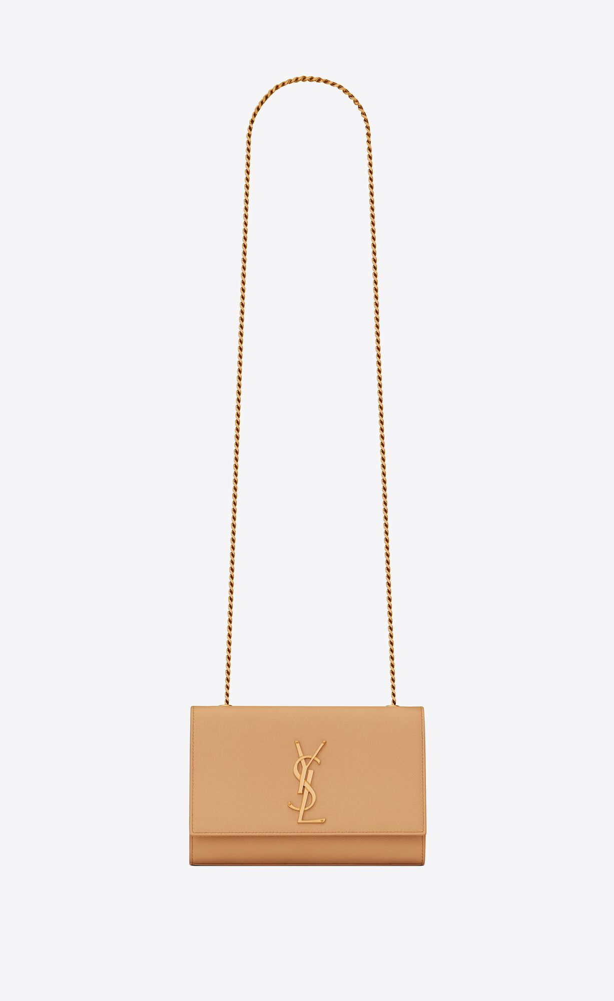 YSL Kate Small Chain Bag In Grain De Poudre Embossed Leather Dark Sand | PHBZA6471