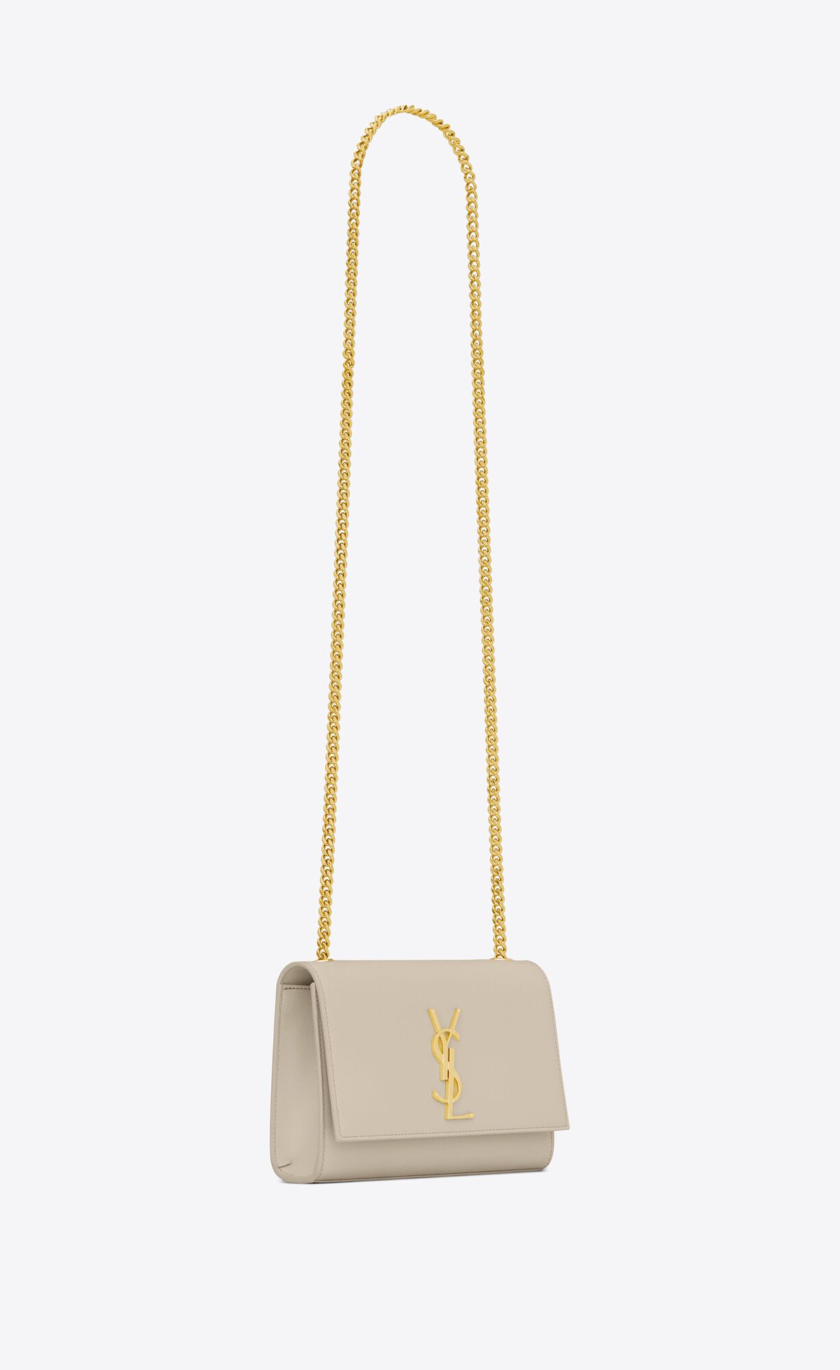 YSL Kate Small Chain Bag In Grain De Poudre Embossed Leather Blanc Vintage | RZOXT1507