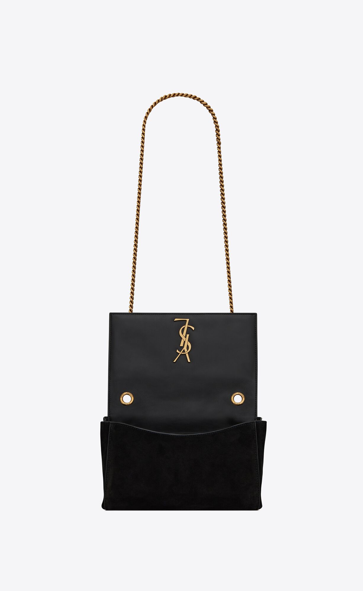 YSL Kate Small Supple/Reversible Chain Bag In Suede And Leather Black | FZYUM4527