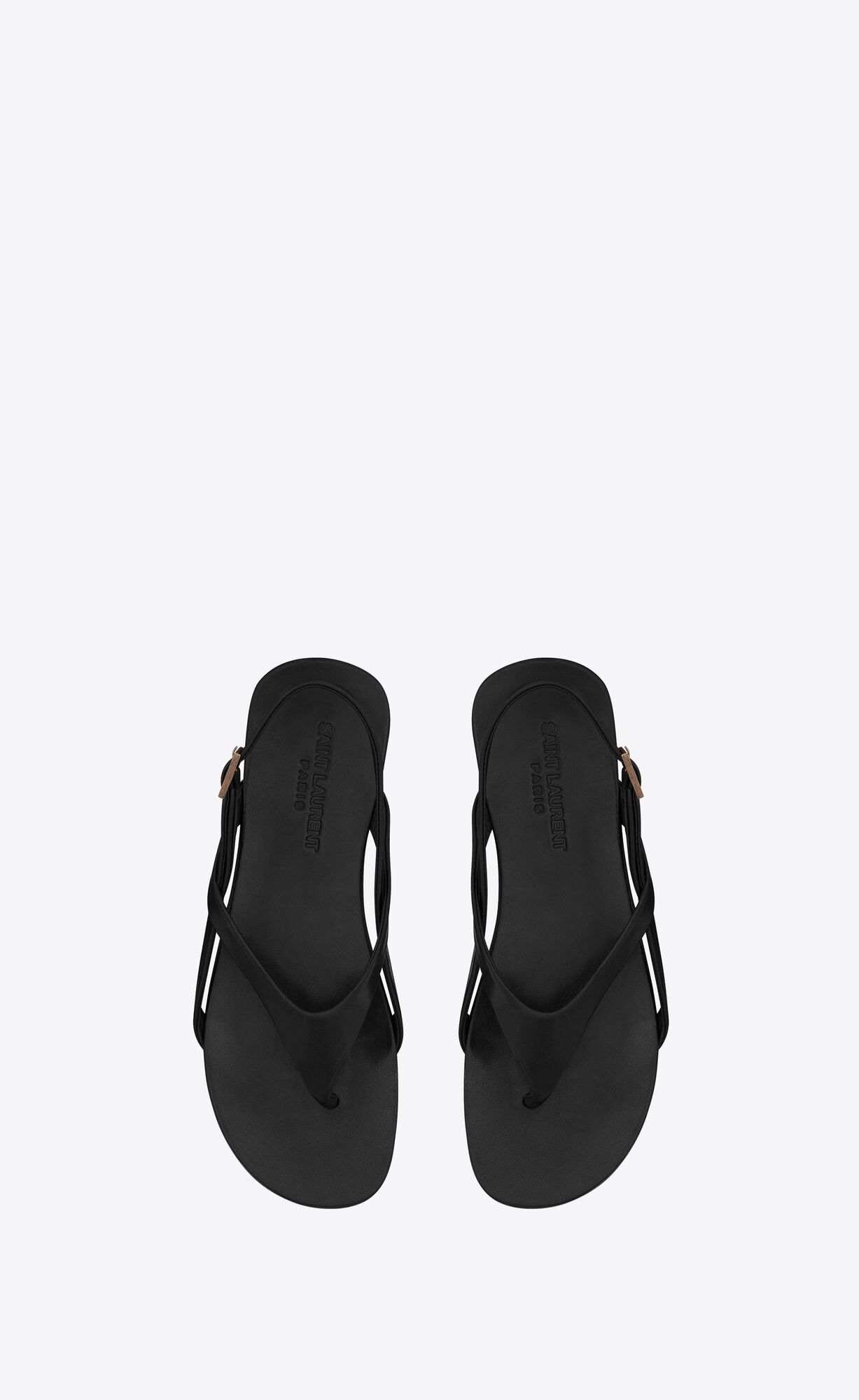 YSL Keith Flat Sandals In Smooth Leather Black | RVSCQ8204