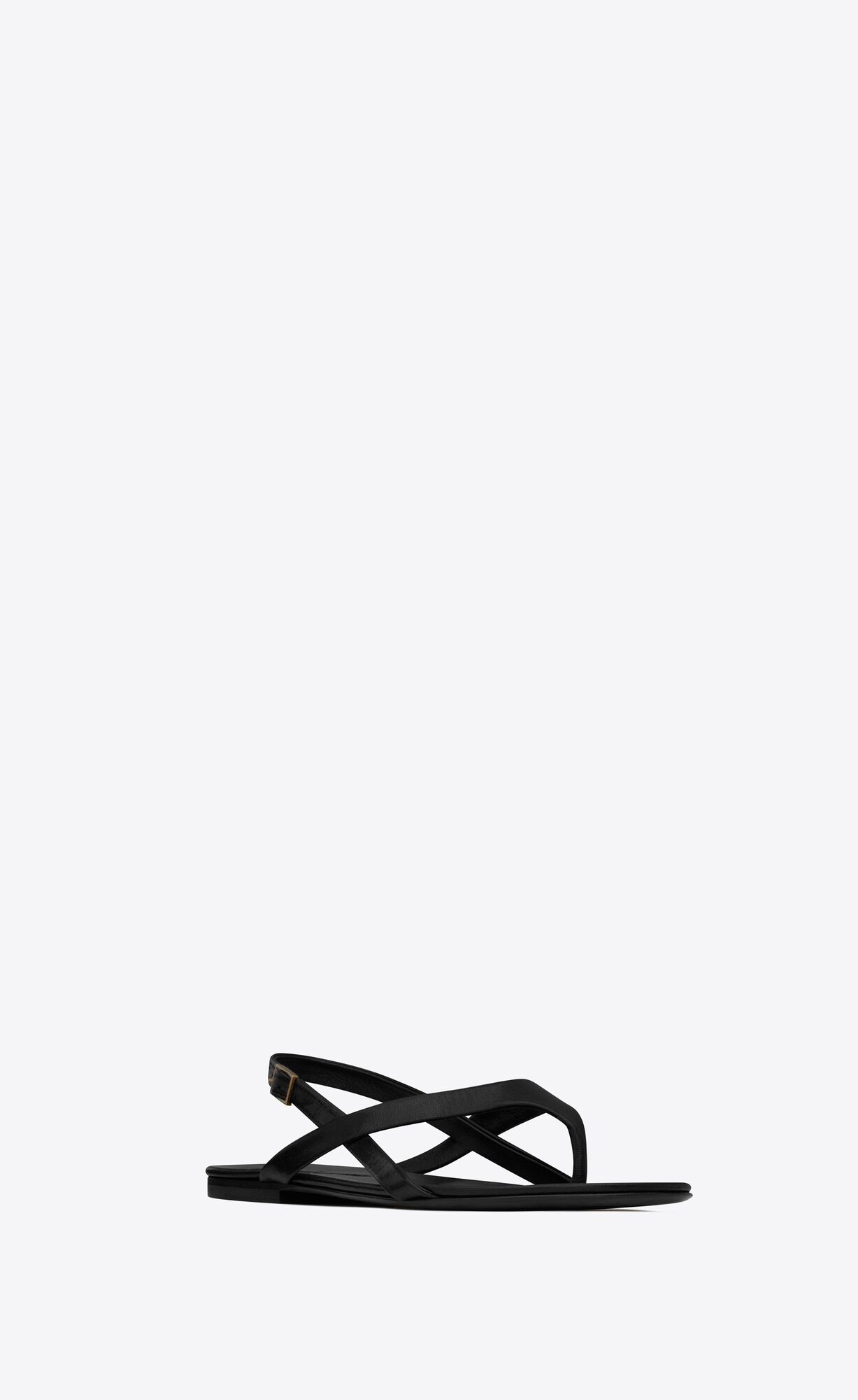 YSL Keith Flat Sandals In Smooth Leather Black | RVSCQ8204