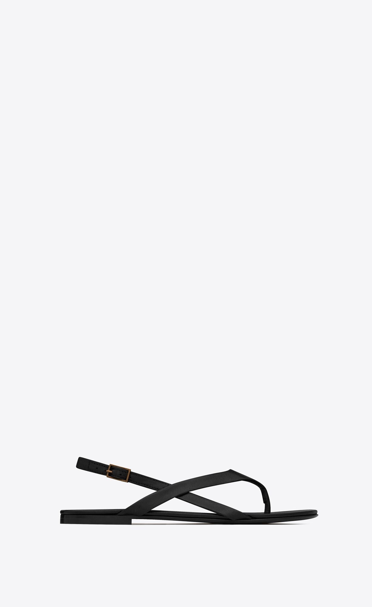 YSL Keith Flat Sandals In Smooth Leather Black | RVSCQ8204