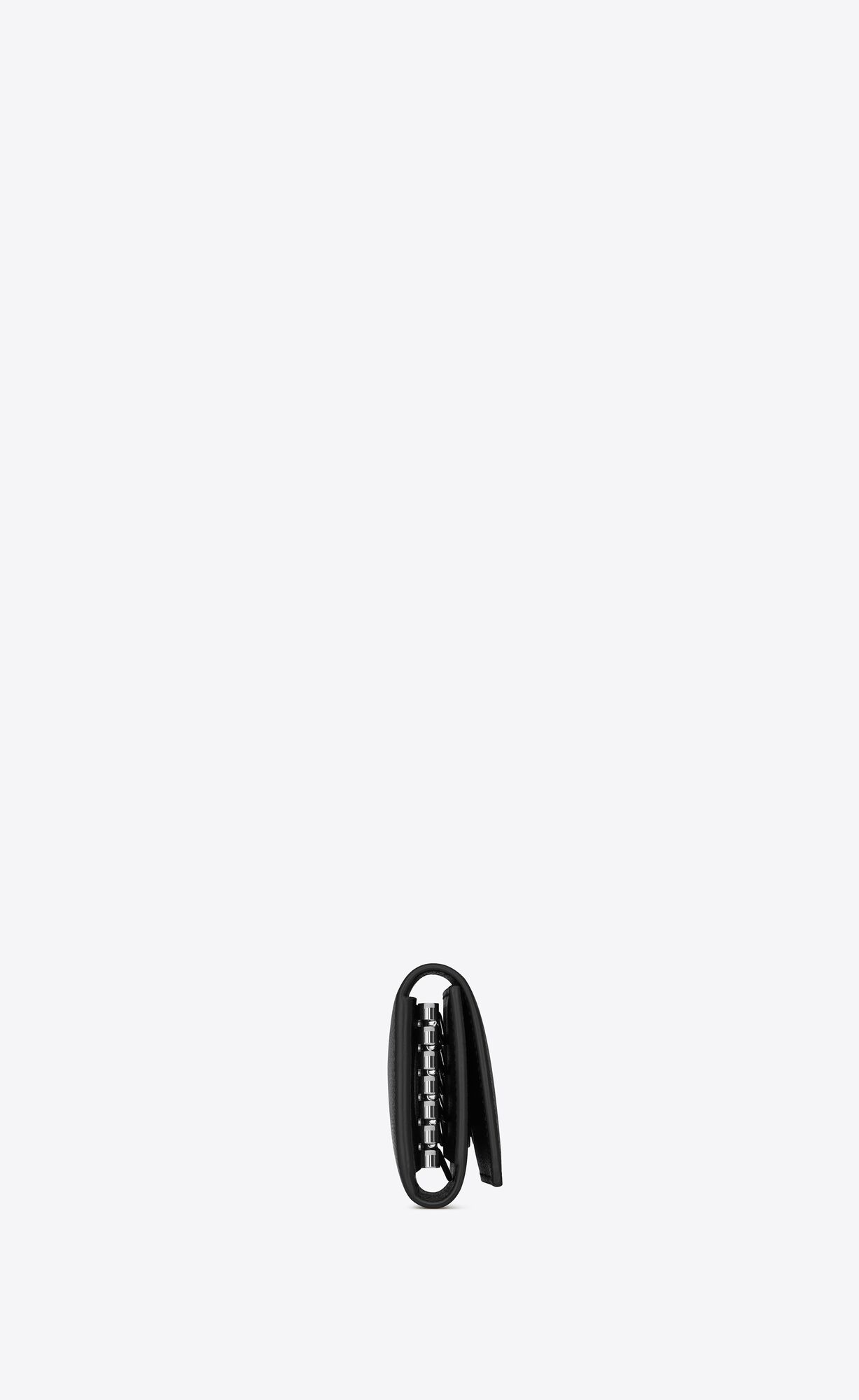 YSL Key Pouch In Grain De Poudre Embossed Leather Black | BQJEI8603