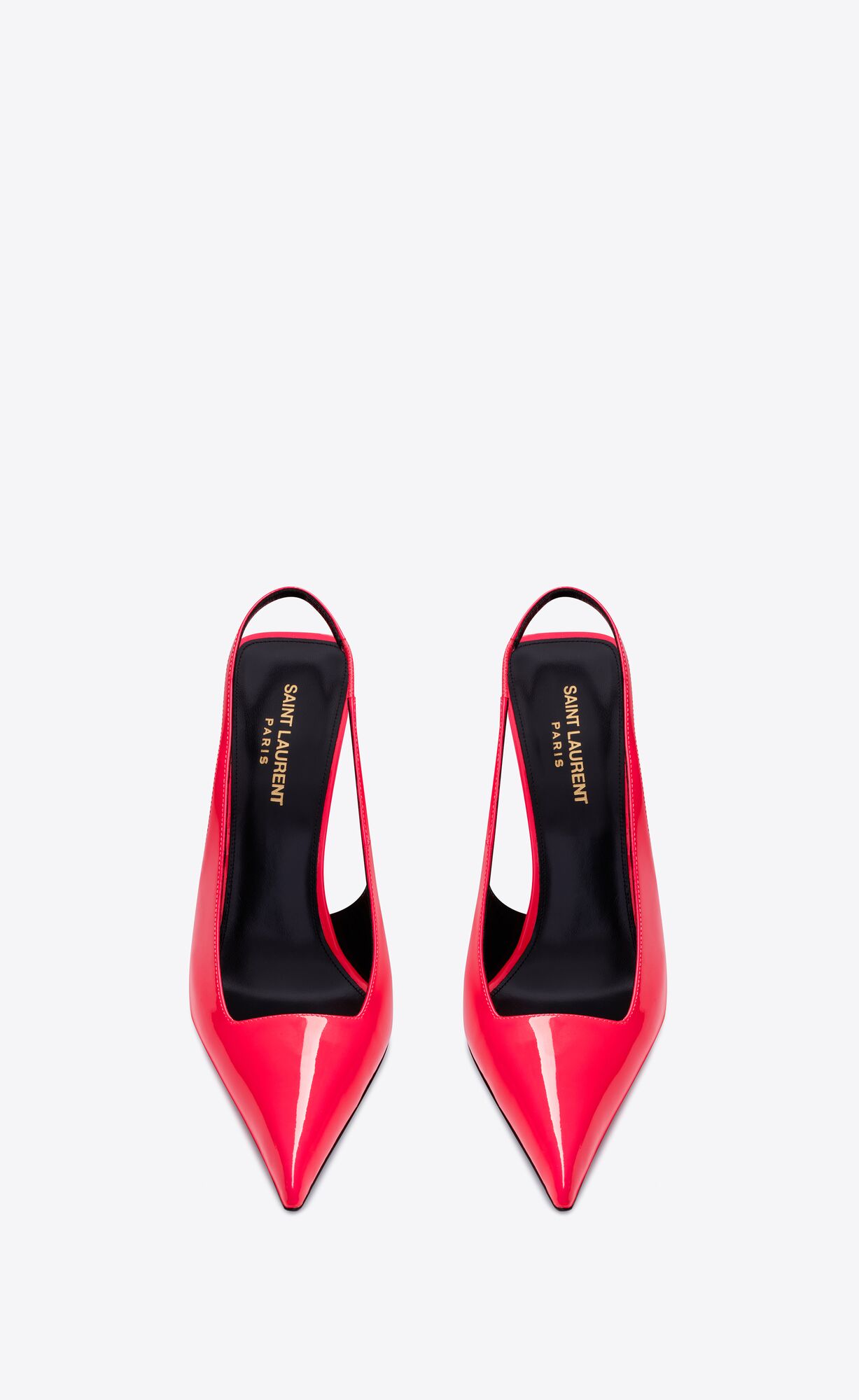 YSL Kiss Slingback Pumps In Patent Leather Rose Fluo | AQHGC3214