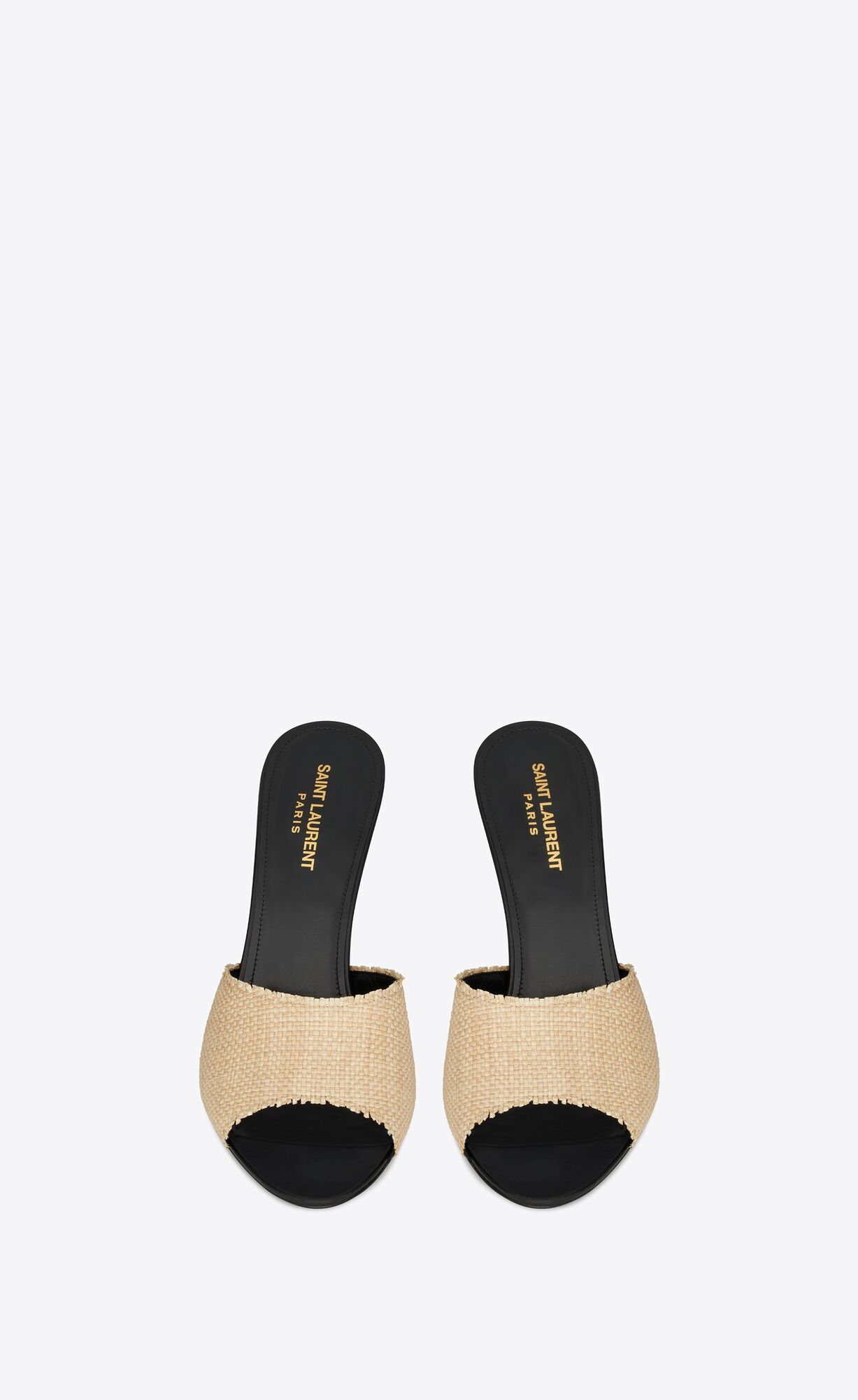 YSL La 16 Mules In Raffia Naturel | OYVRW6247