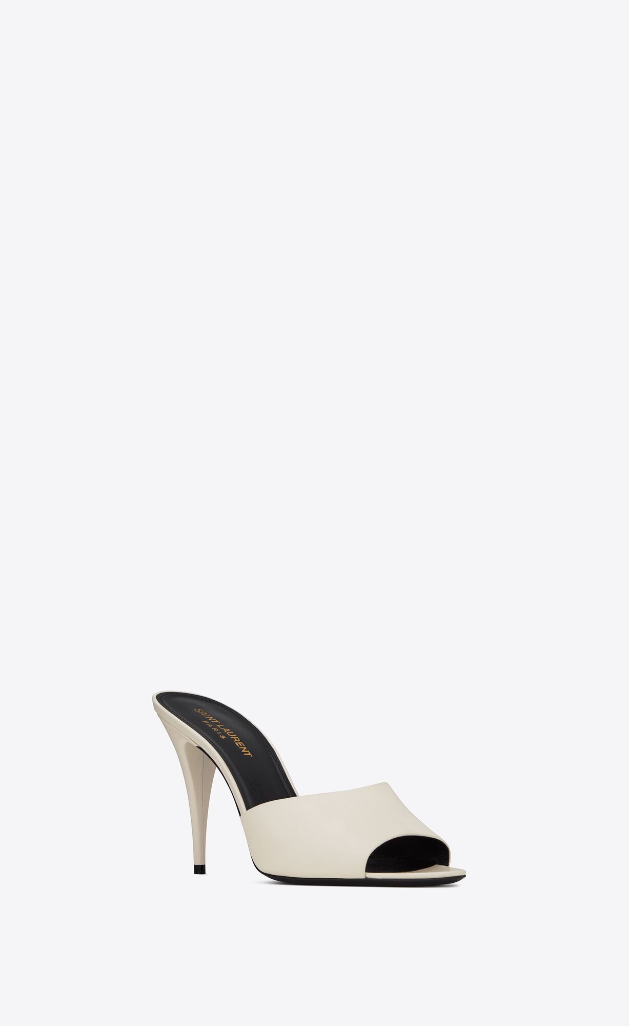 YSL La 16 Mules In Smooth Leather Pearl | CRMHI1605