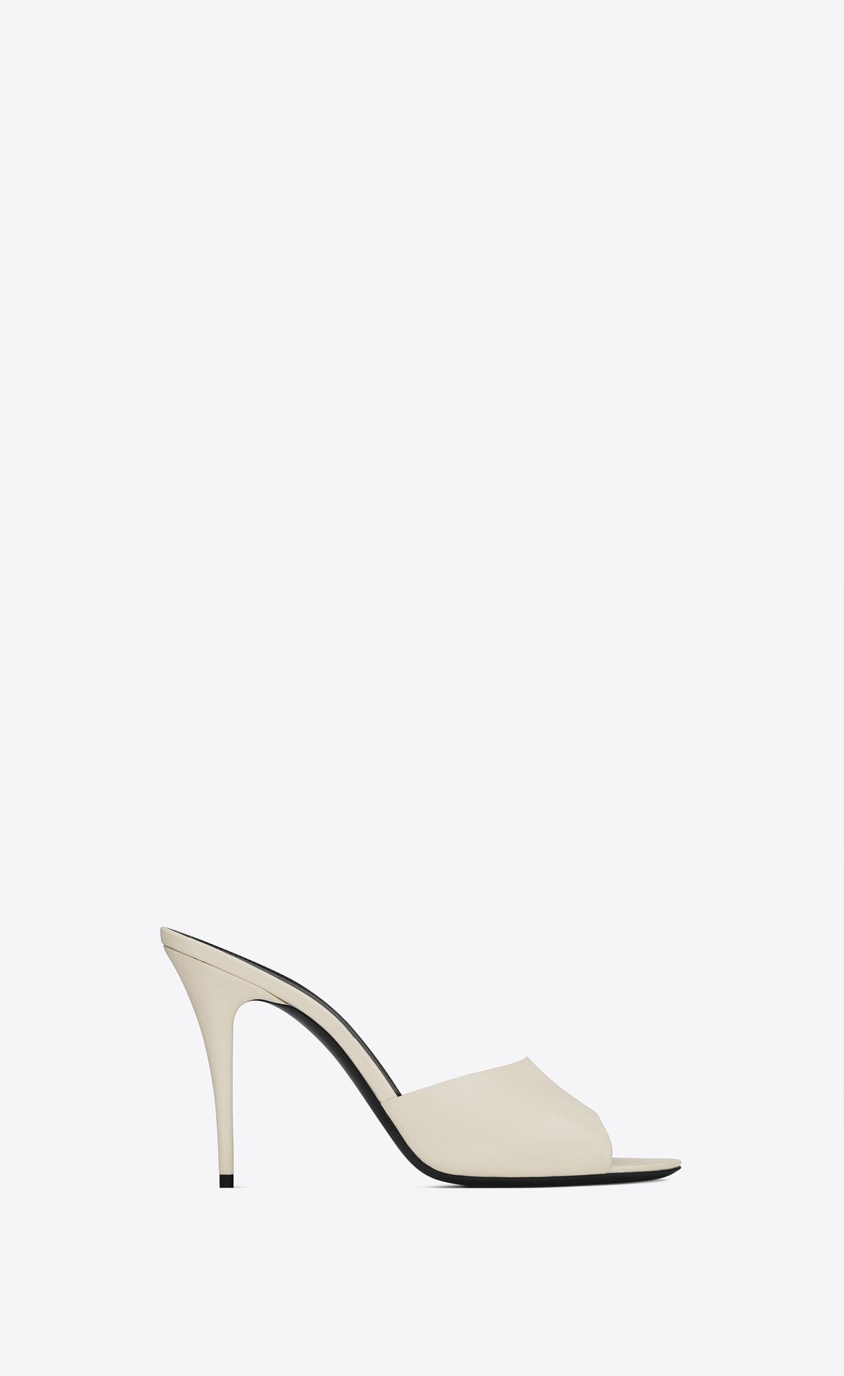 YSL La 16 Mules In Smooth Leather Pearl | CRMHI1605