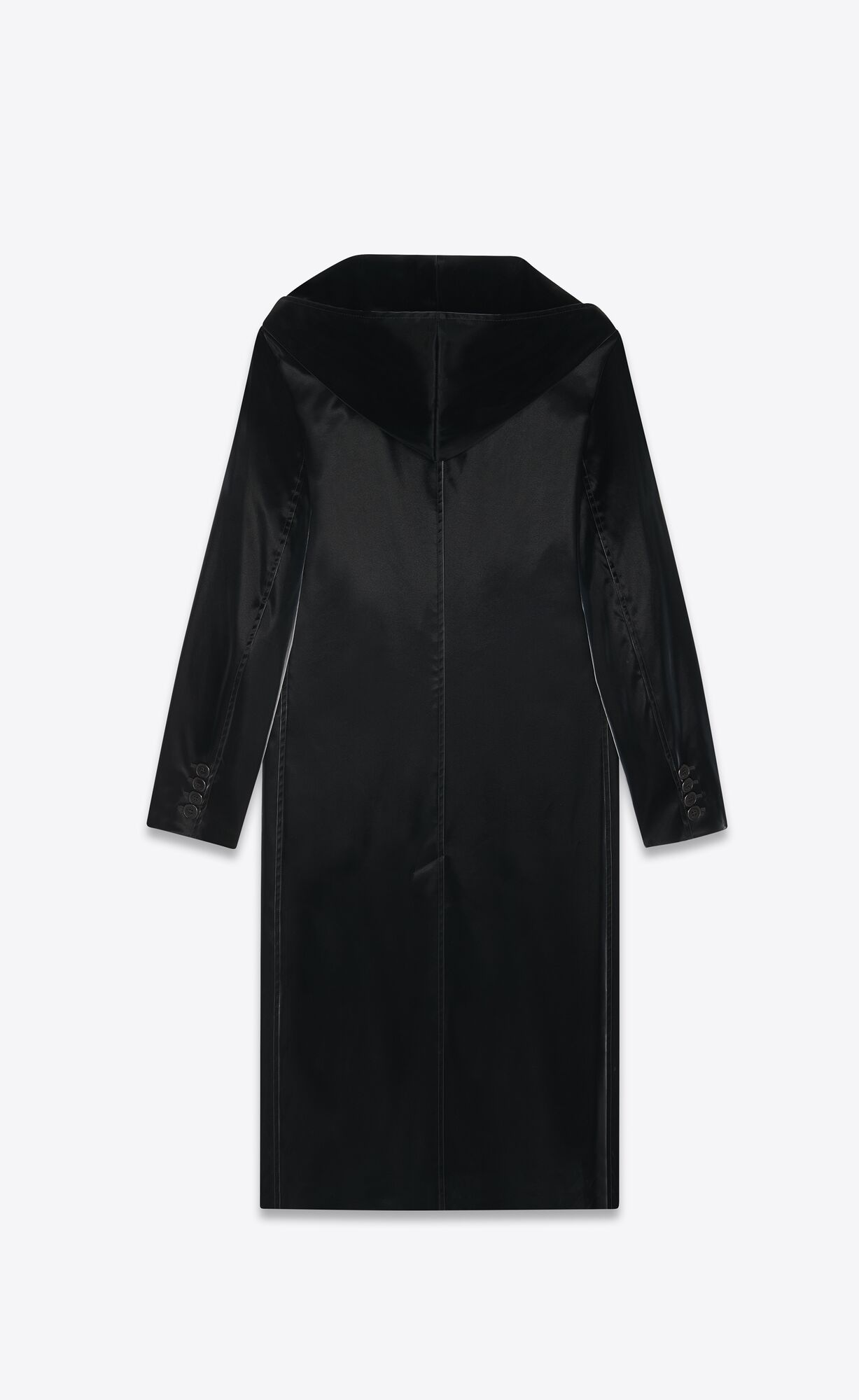 YSL Lacquered-effect Long Coat Noir | VYENF8179