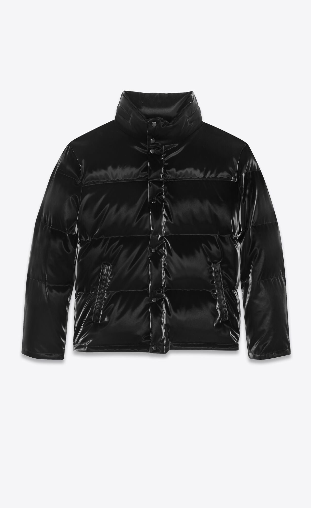 YSL Lacquered-effect Oversized Down Jacket Noir | REBHN6859