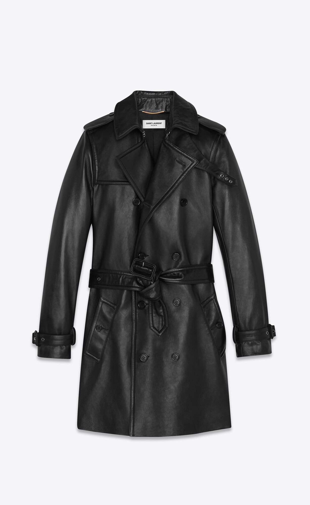 YSL Lambskin Trench Coat Black | DCUJQ8094