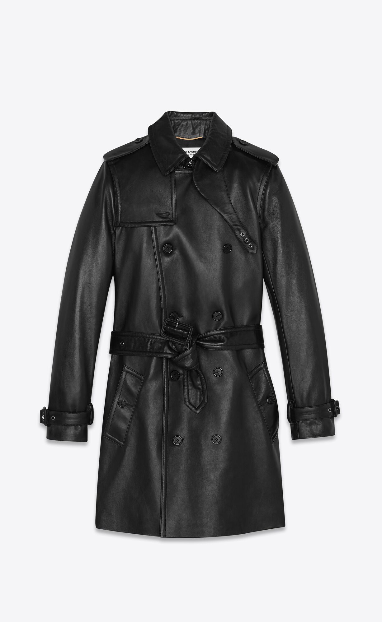 YSL Lambskin Trench Coat Black | DCUJQ8094