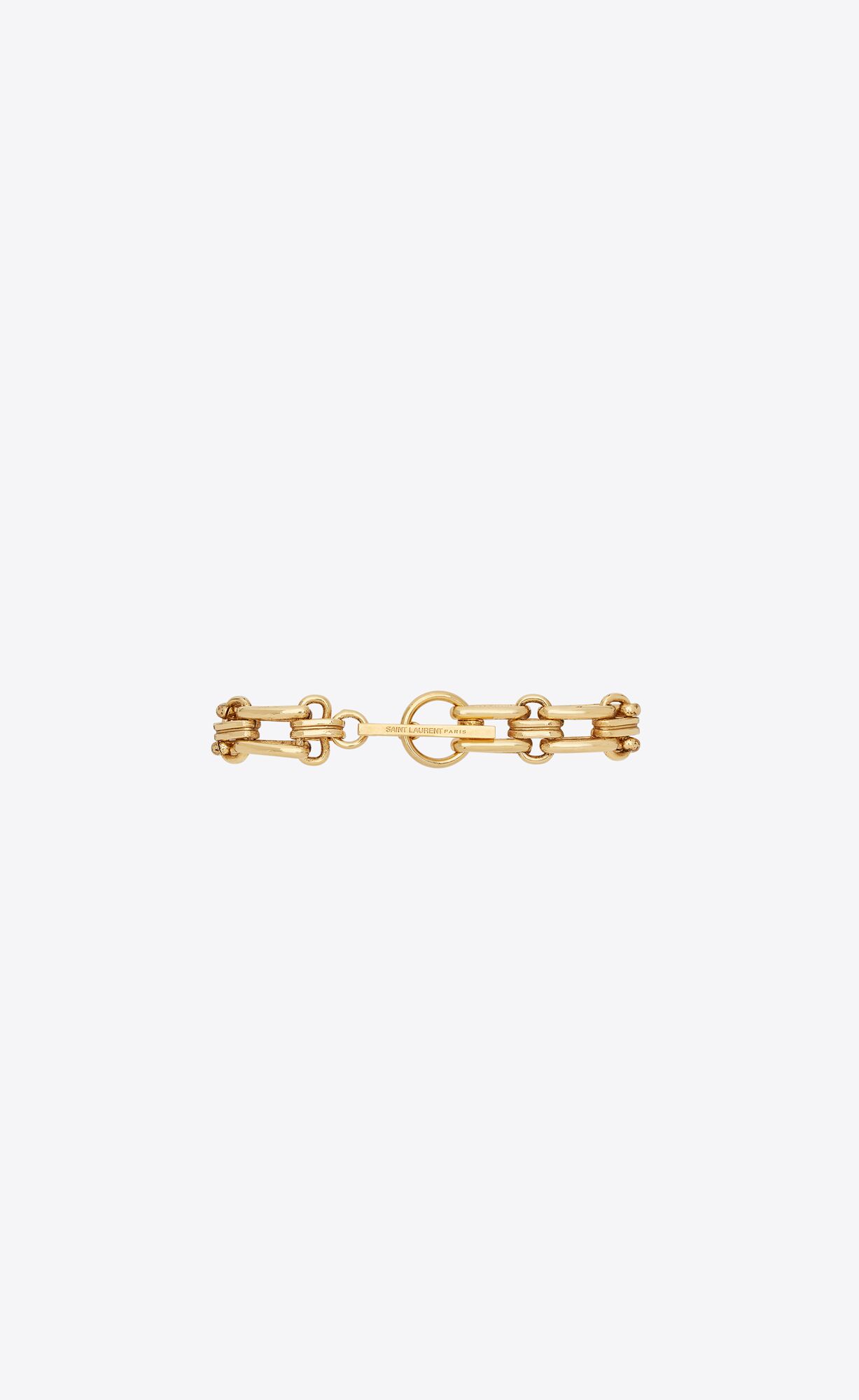 YSL Large Vintage Knitted Chain Bracelet In Metal Brass Gold | OWYDH5892