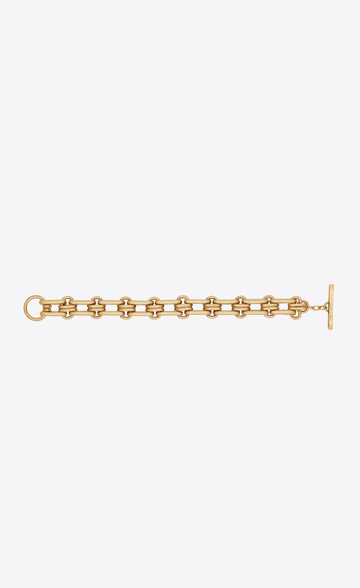 YSL Large Vintage Knitted Chain Bracelet In Metal Brass Gold | OWYDH5892