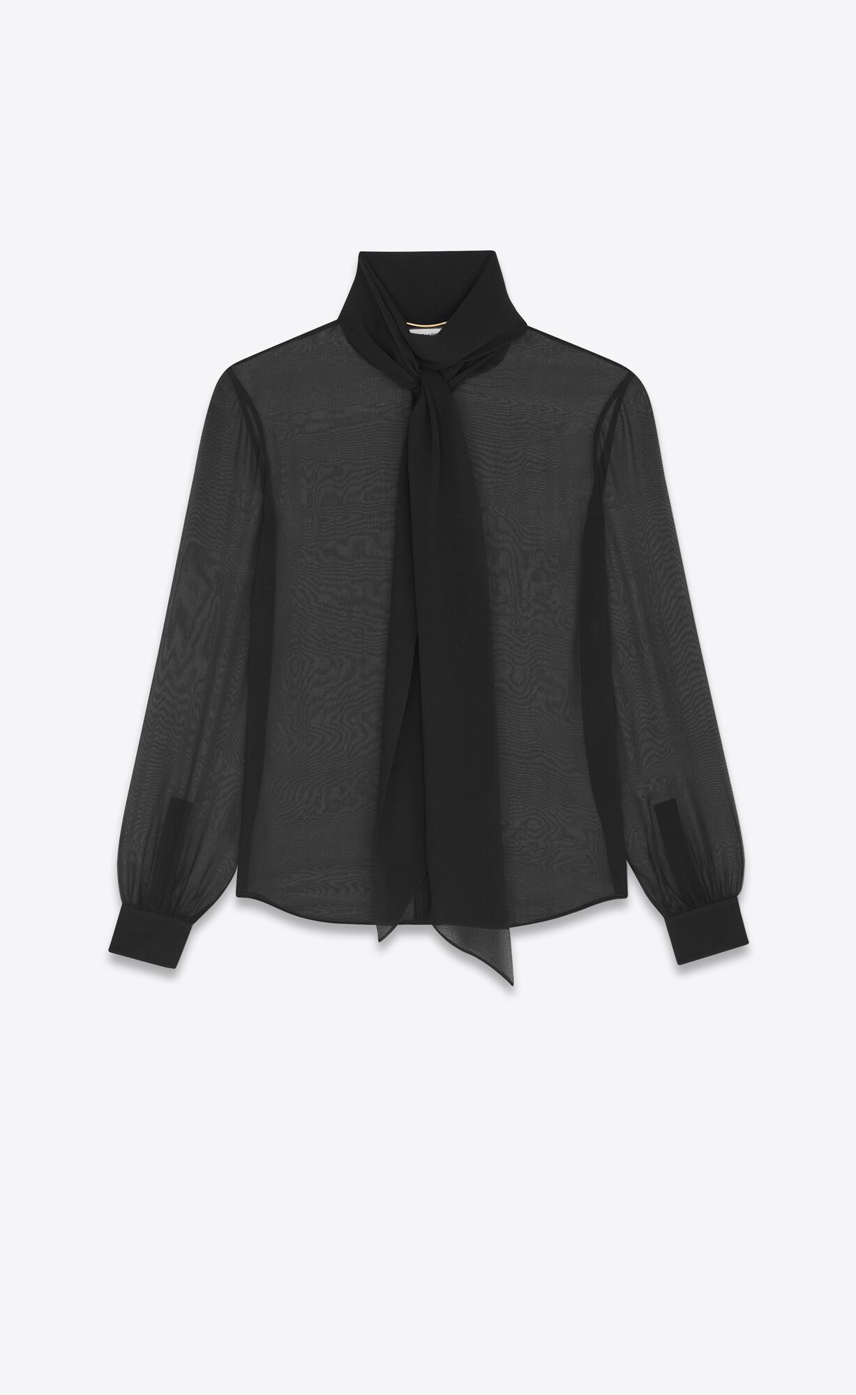 YSL Lavallière-neck Blouse In Crepe Muslin Noir | HXJFS1856