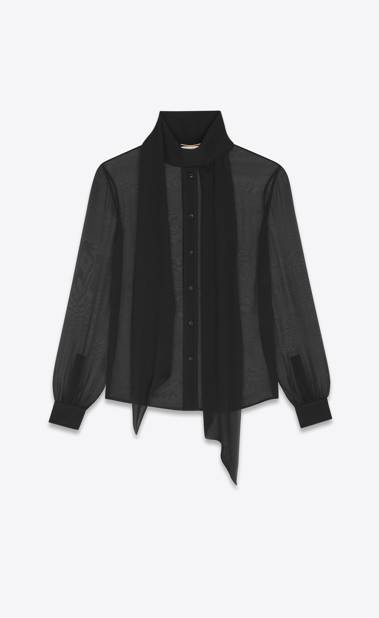 YSL Lavallière-neck Blouse In Crepe Muslin Noir | HXJFS1856