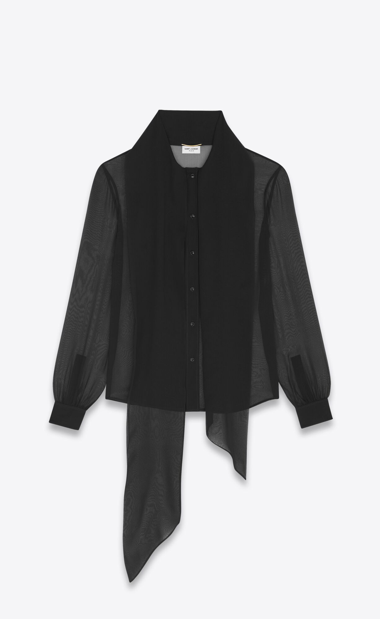 YSL Lavallière-neck Blouse In Crepe Muslin Noir | HXJFS1856