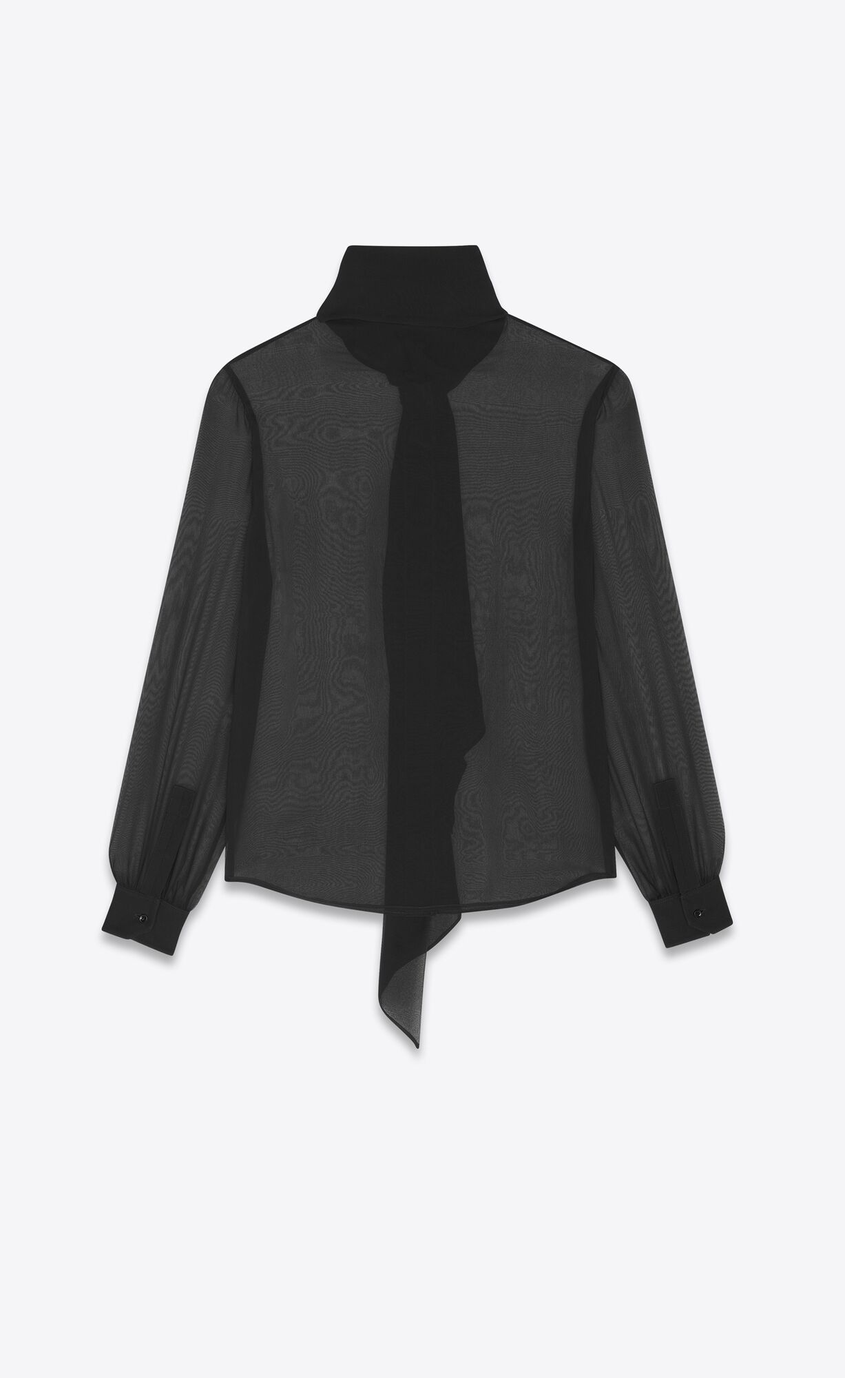 YSL Lavallière-neck Blouse In Crepe Muslin Noir | HXJFS1856