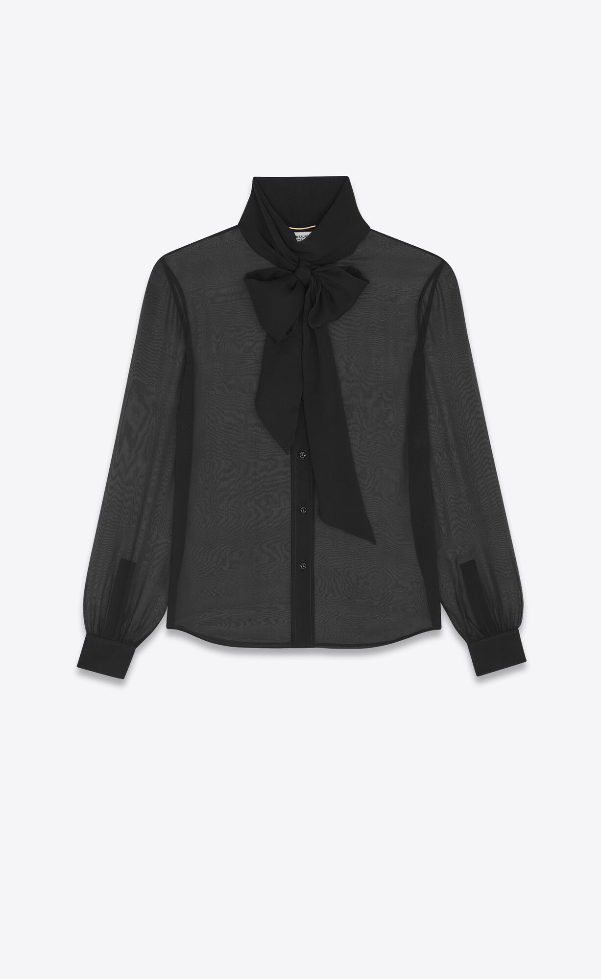 YSL Lavallière-neck Blouse In Crepe Muslin Noir | HXJFS1856