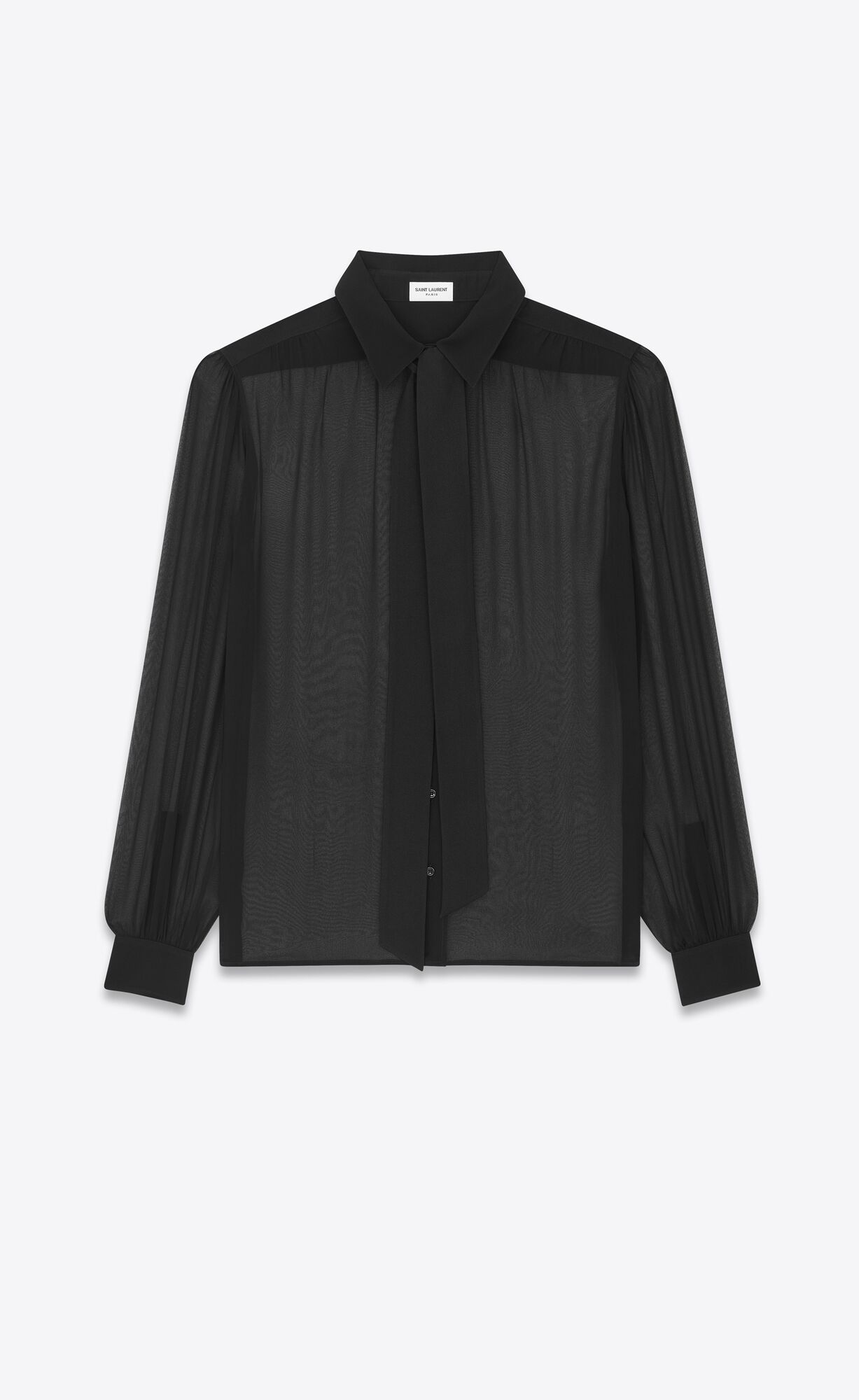 YSL Lavallière-neck Blouse In Crepe Muslin Black | JEUBL3241