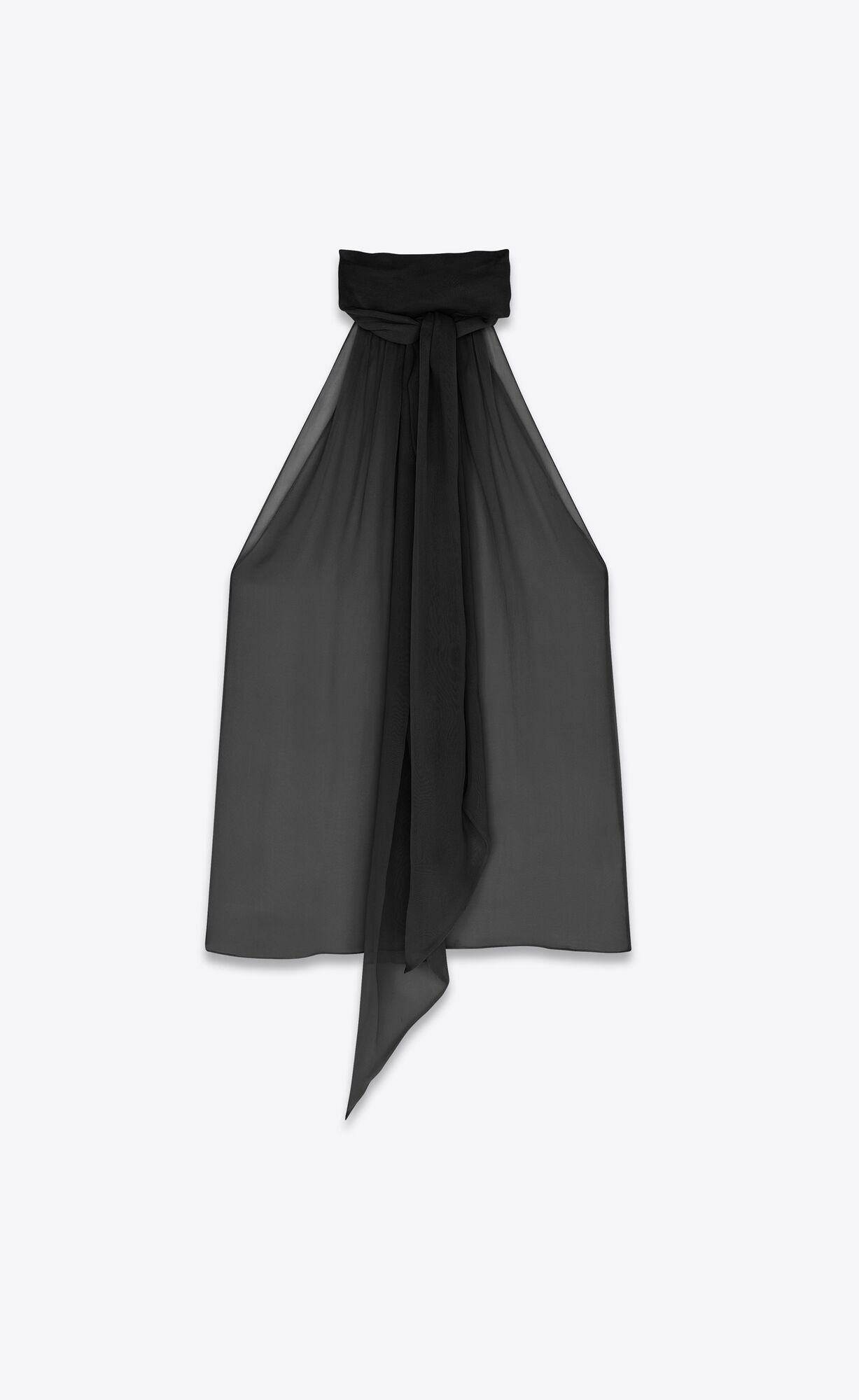 YSL Lavallière-neck Blouse In Crepe Muslin Noir | NSRUJ1972