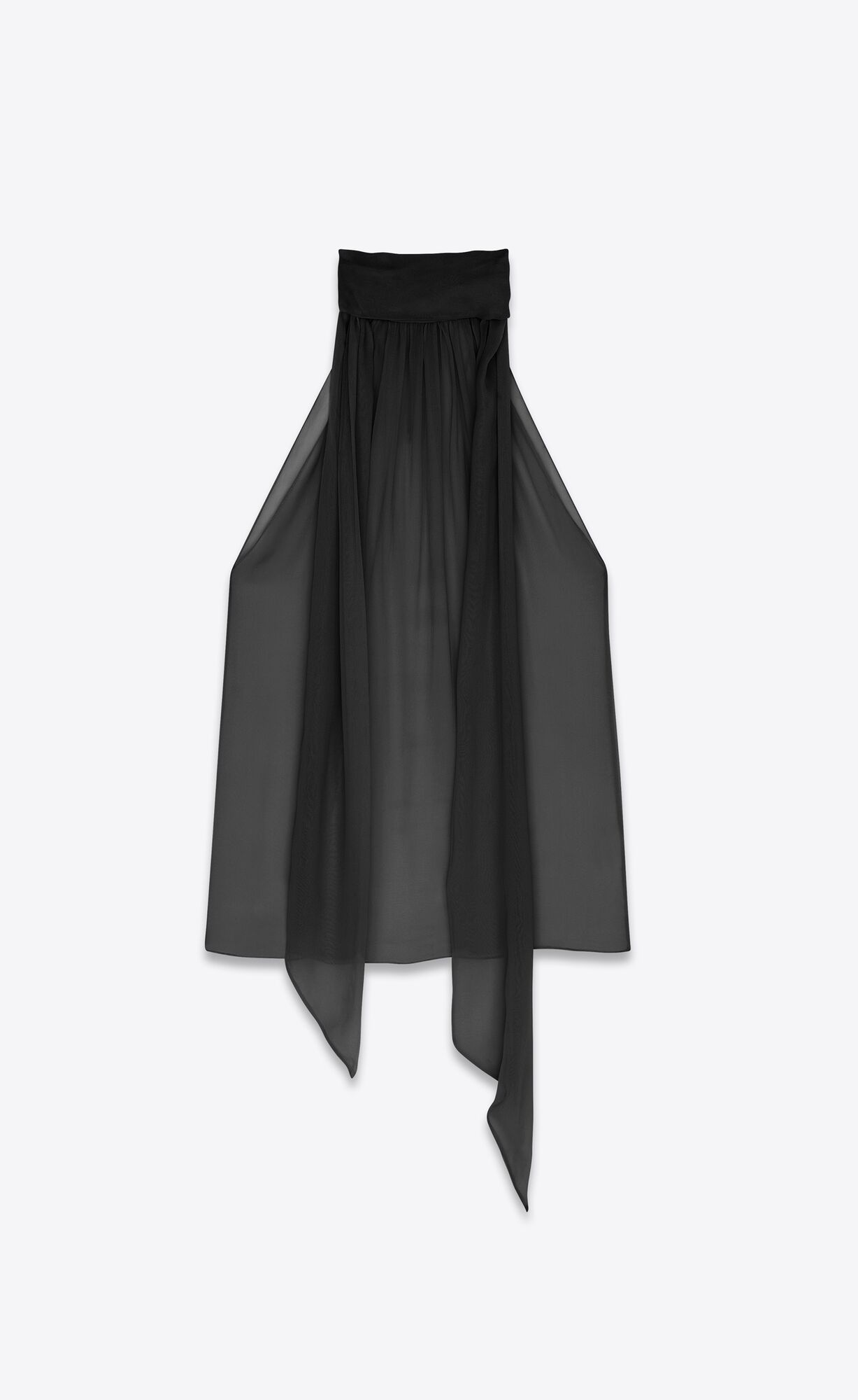 YSL Lavallière-neck Blouse In Crepe Muslin Noir | NSRUJ1972