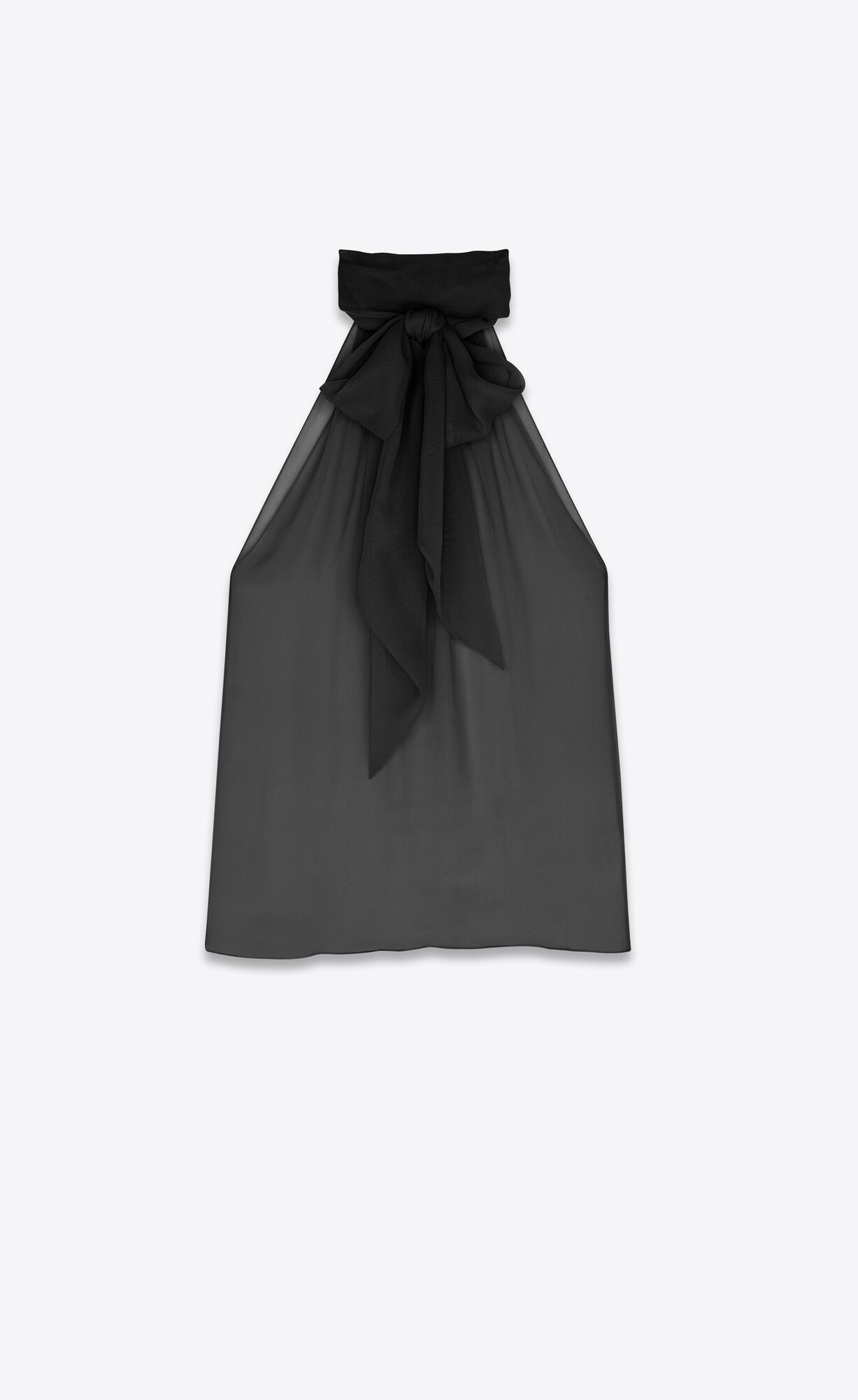 YSL Lavallière-neck Blouse In Crepe Muslin Noir | NSRUJ1972