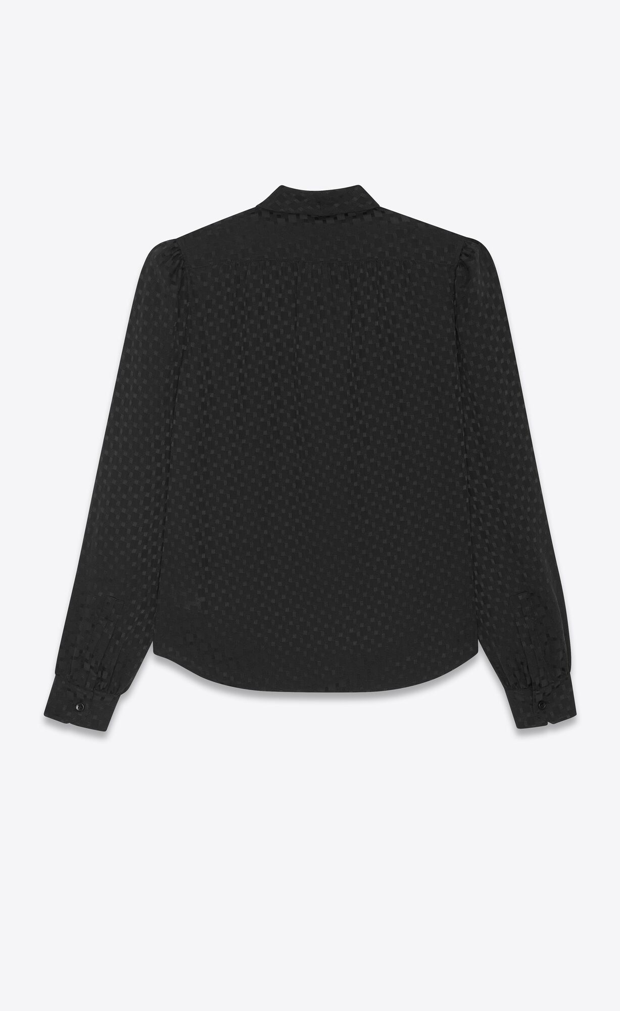 YSL Lavallière-neck Blouse In Matte And Shiny Silk Black | LPMAN8401