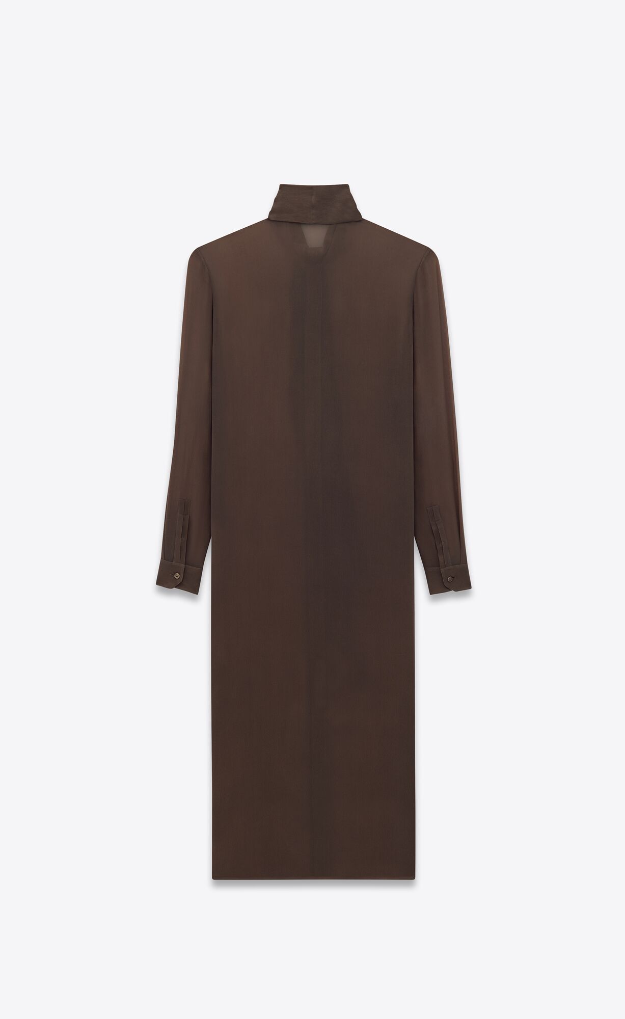 YSL Lavallière-neck Long Shirt In Silk Georgette Cafe | HCWPN6538