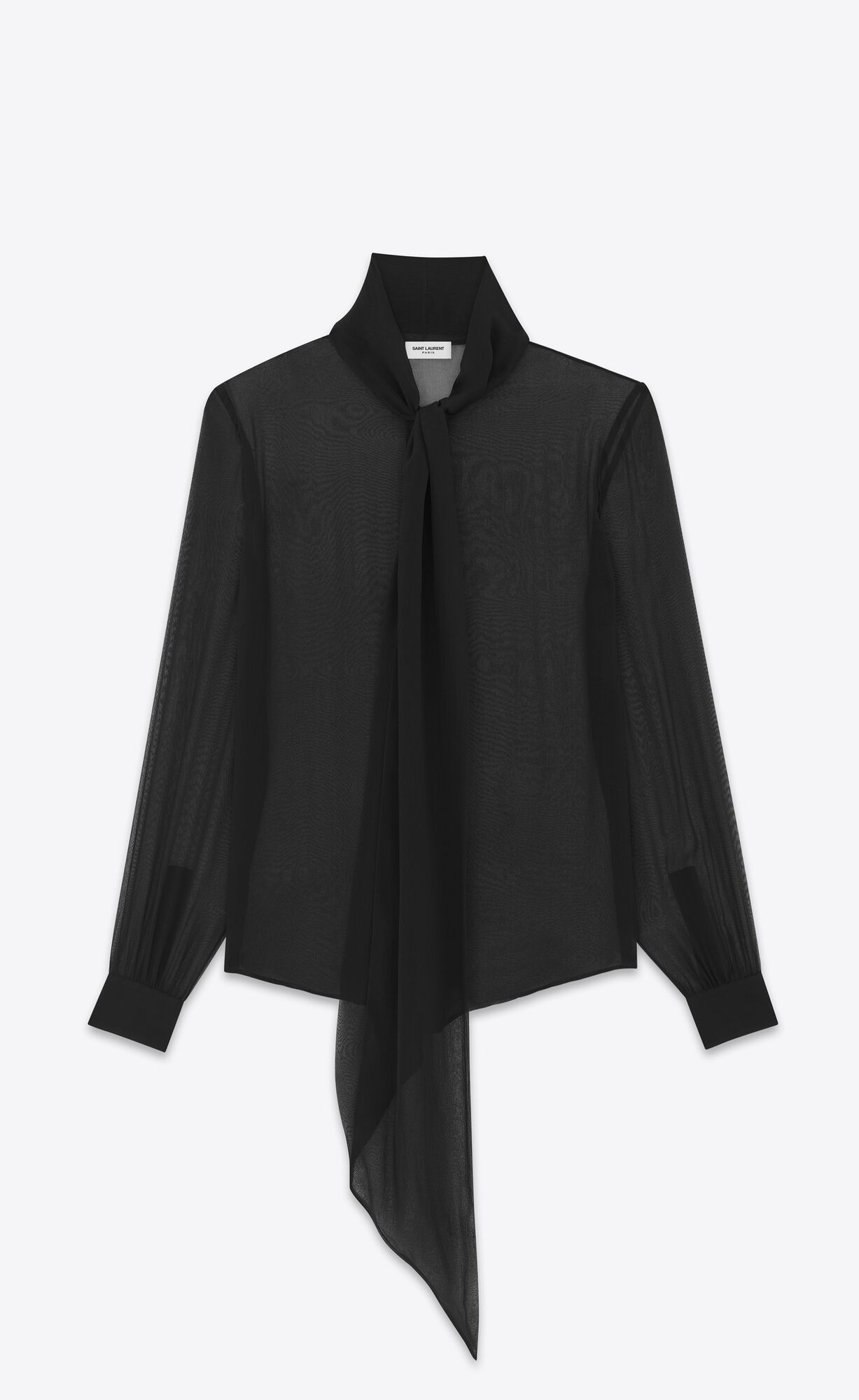 YSL Lavallière-neck Shirt In Crepe Muslin Black | XLBTZ7534