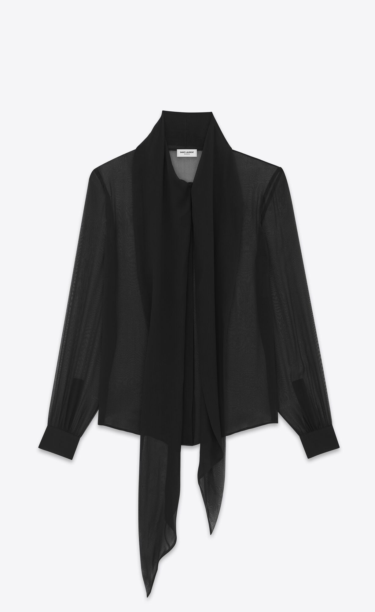 YSL Lavallière-neck Shirt In Crepe Muslin Black | XLBTZ7534