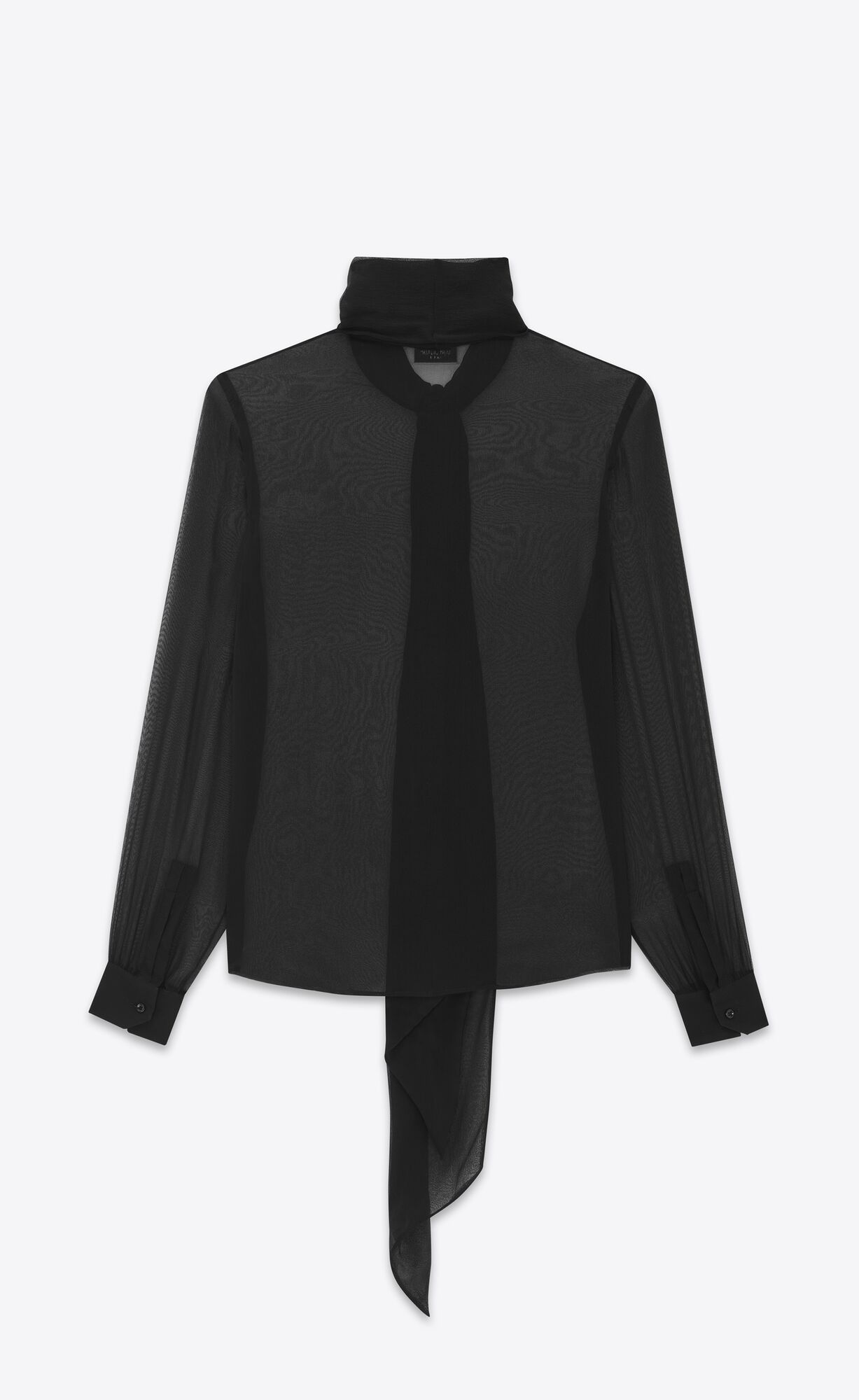 YSL Lavallière-neck Shirt In Crepe Muslin Black | XLBTZ7534