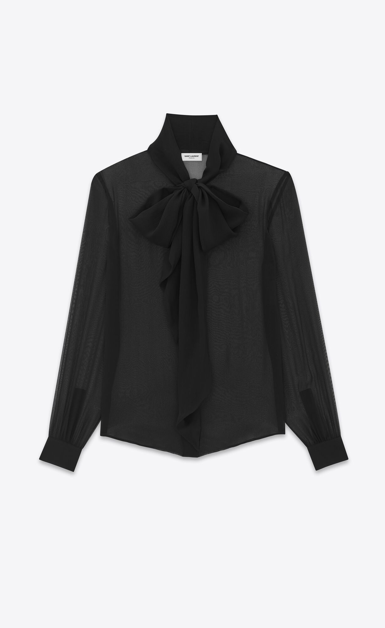 YSL Lavallière-neck Shirt In Crepe Muslin Black | XLBTZ7534