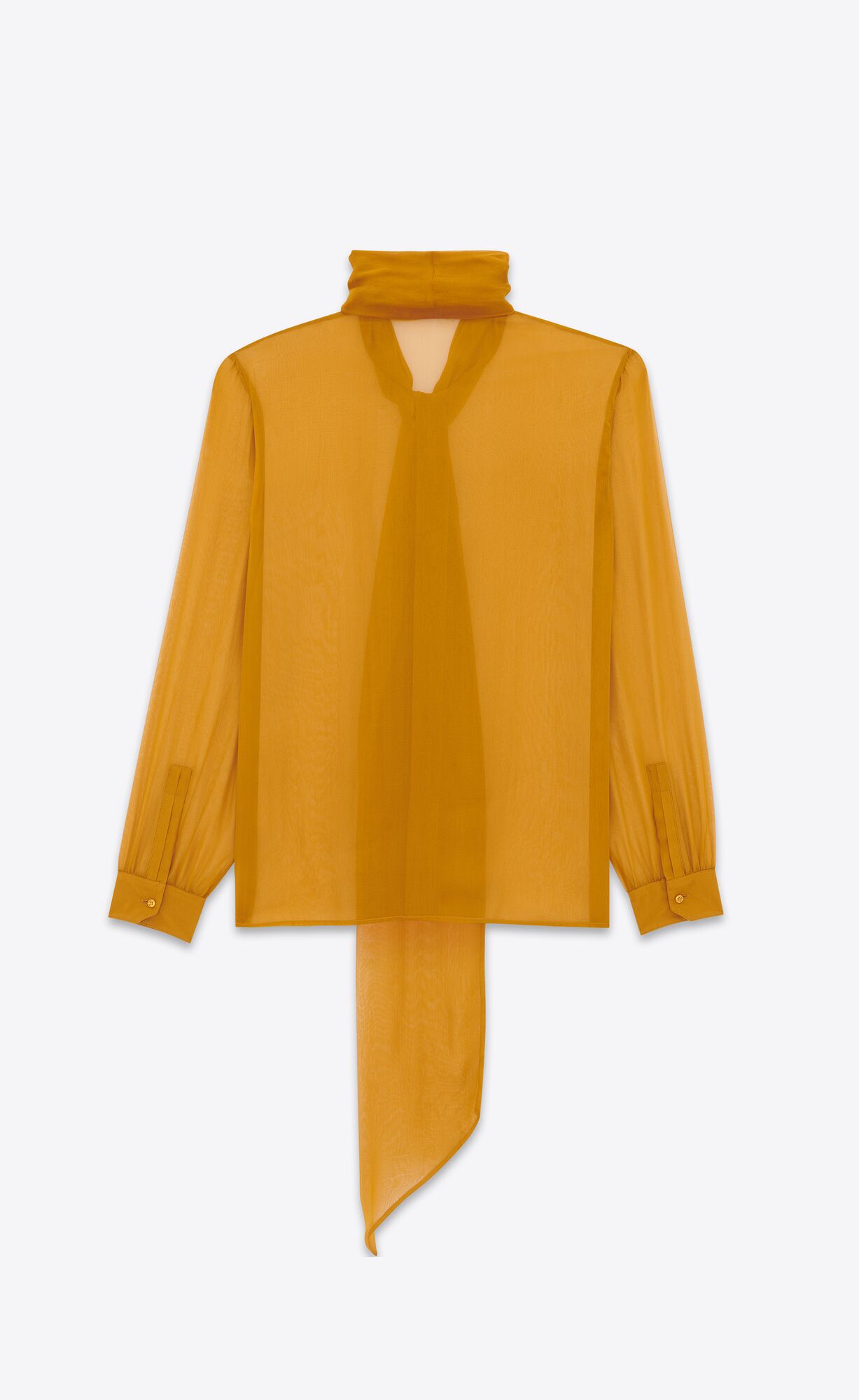 YSL Lavallière-neck Shirt In Silk Muslin Moutarde | JATZP6120