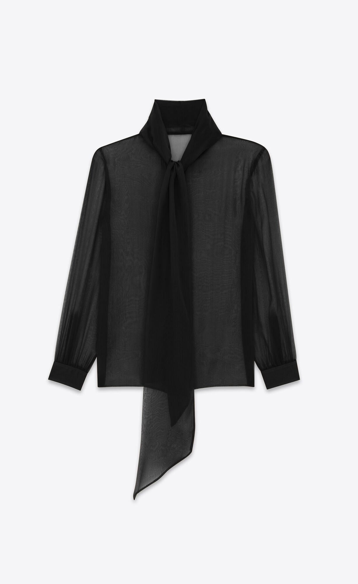 YSL Lavallière-neck Shirt In Silk Muslin Black | NMDRG4623