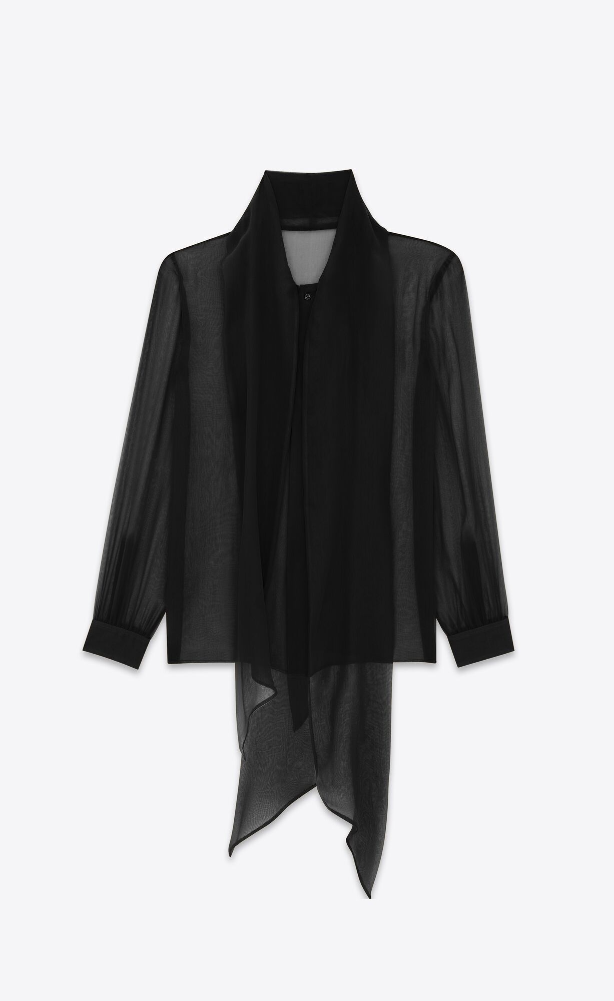 YSL Lavallière-neck Shirt In Silk Muslin Black | NMDRG4623