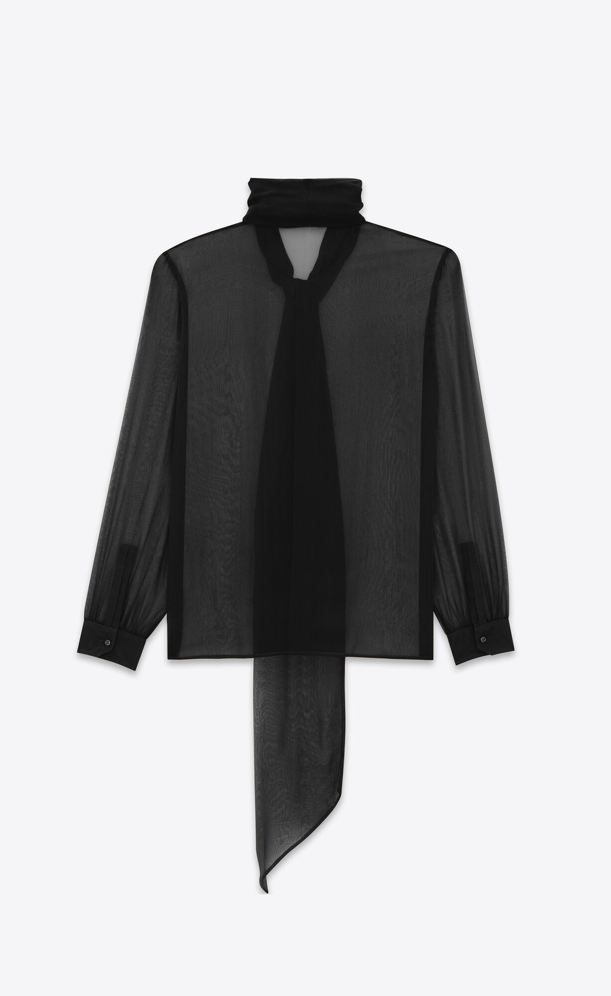 YSL Lavallière-neck Shirt In Silk Muslin Black | NMDRG4623