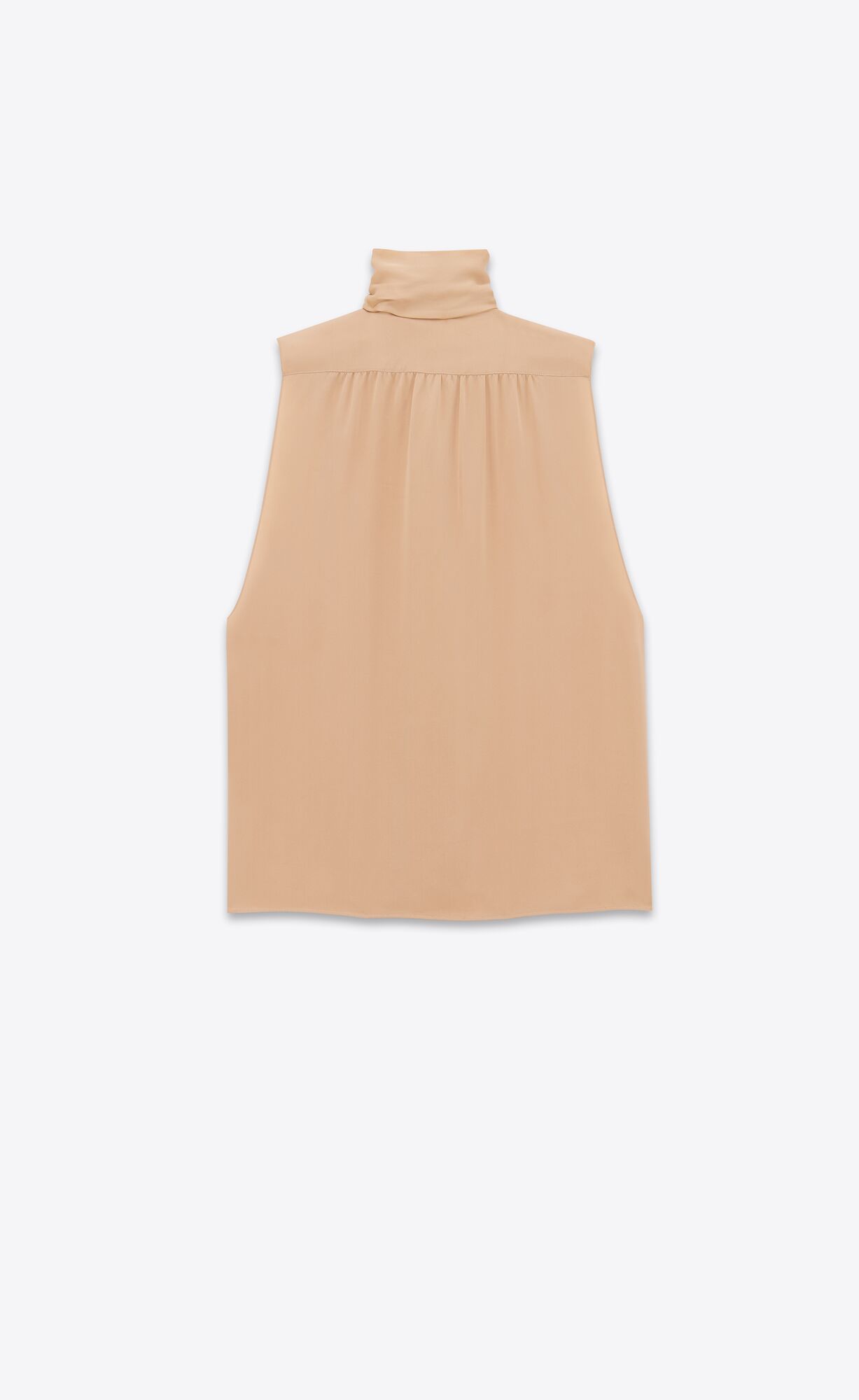 YSL Lavallière-neck Tunic Shirt In Silk Satin Nude | ZXILE7305