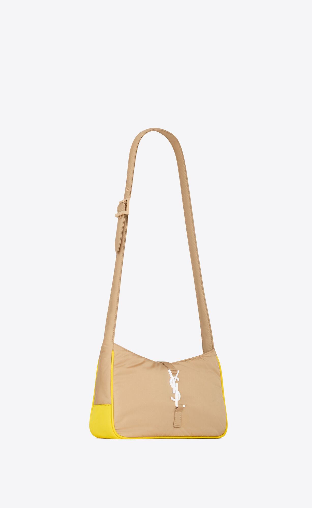 YSL Le 5 À 7 Crossbody Bag In Econyl® Regenerated Nylon Beige Vintage And Mimosa Yellow | VCGPE1695