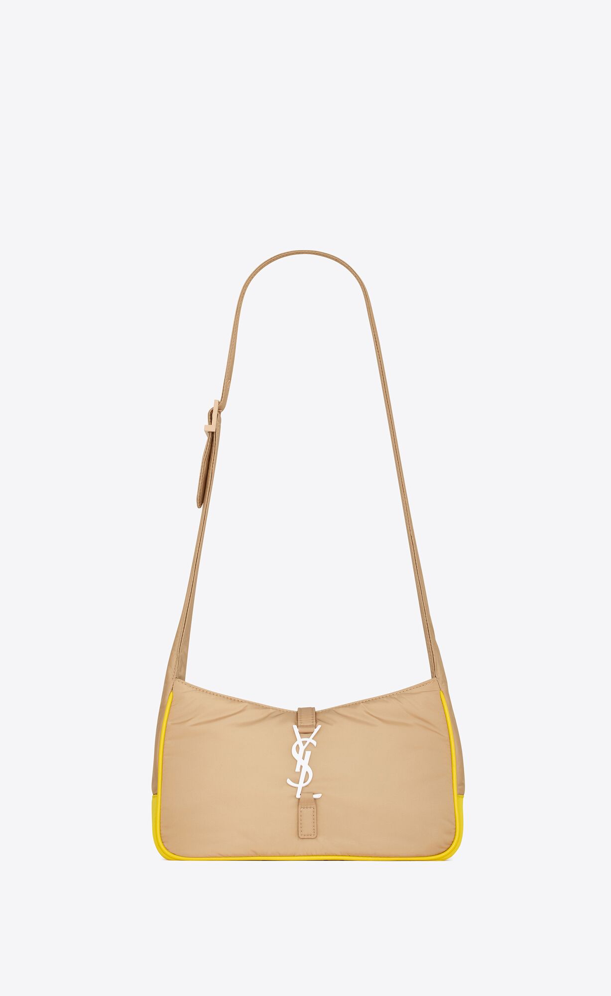 YSL Le 5 À 7 Crossbody Bag In Econyl® Regenerated Nylon Beige Vintage And Mimosa Yellow | VCGPE1695