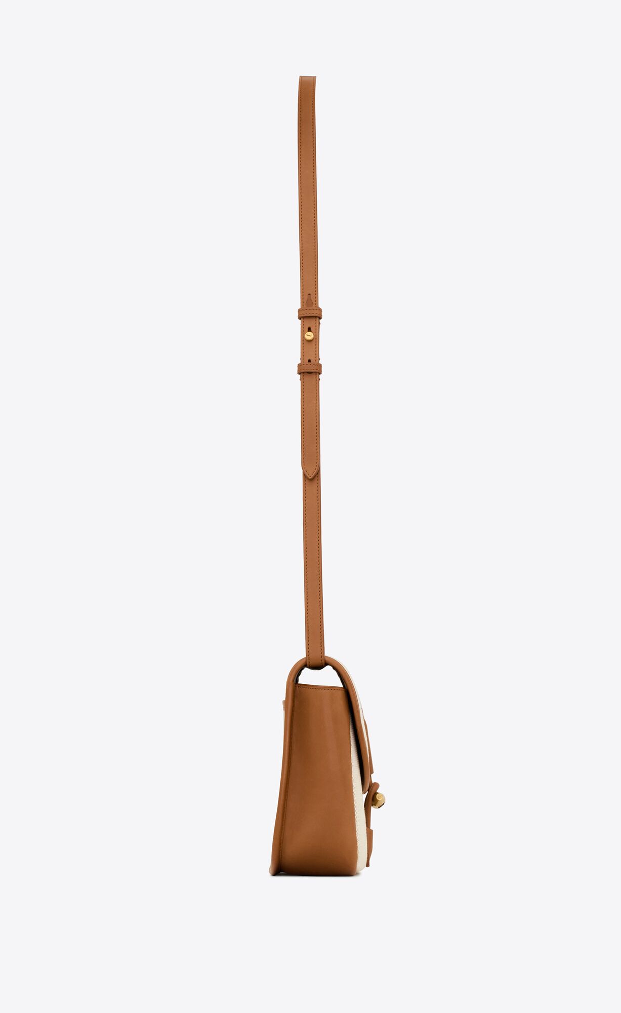 YSL Le Caban Satchel In Canvas And Vegetable-tanned Leather Grege And Brick | SZLOI6125