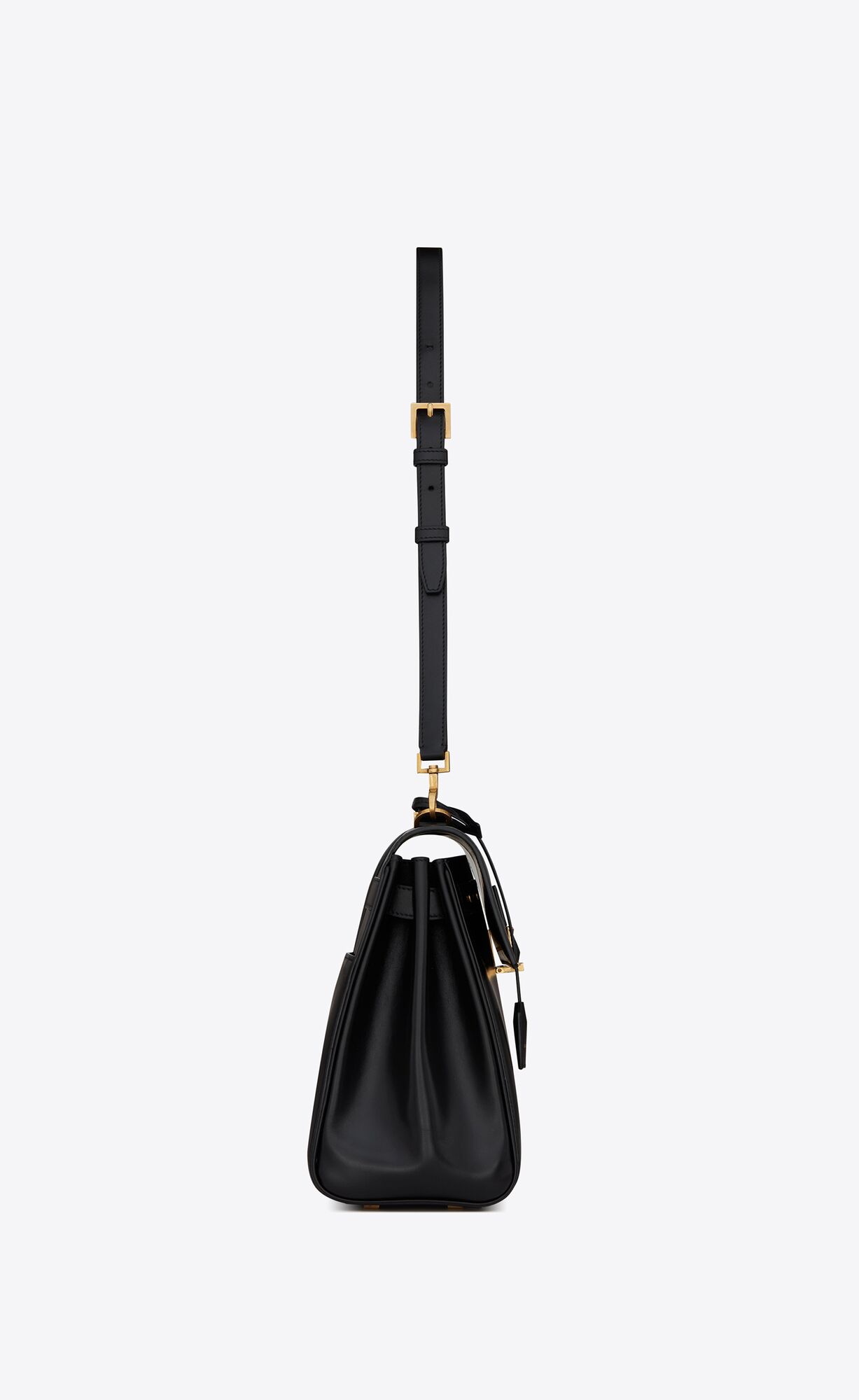 YSL Le Fermoir Top Handle Bag In Shiny Leather Black | XCTRM6501