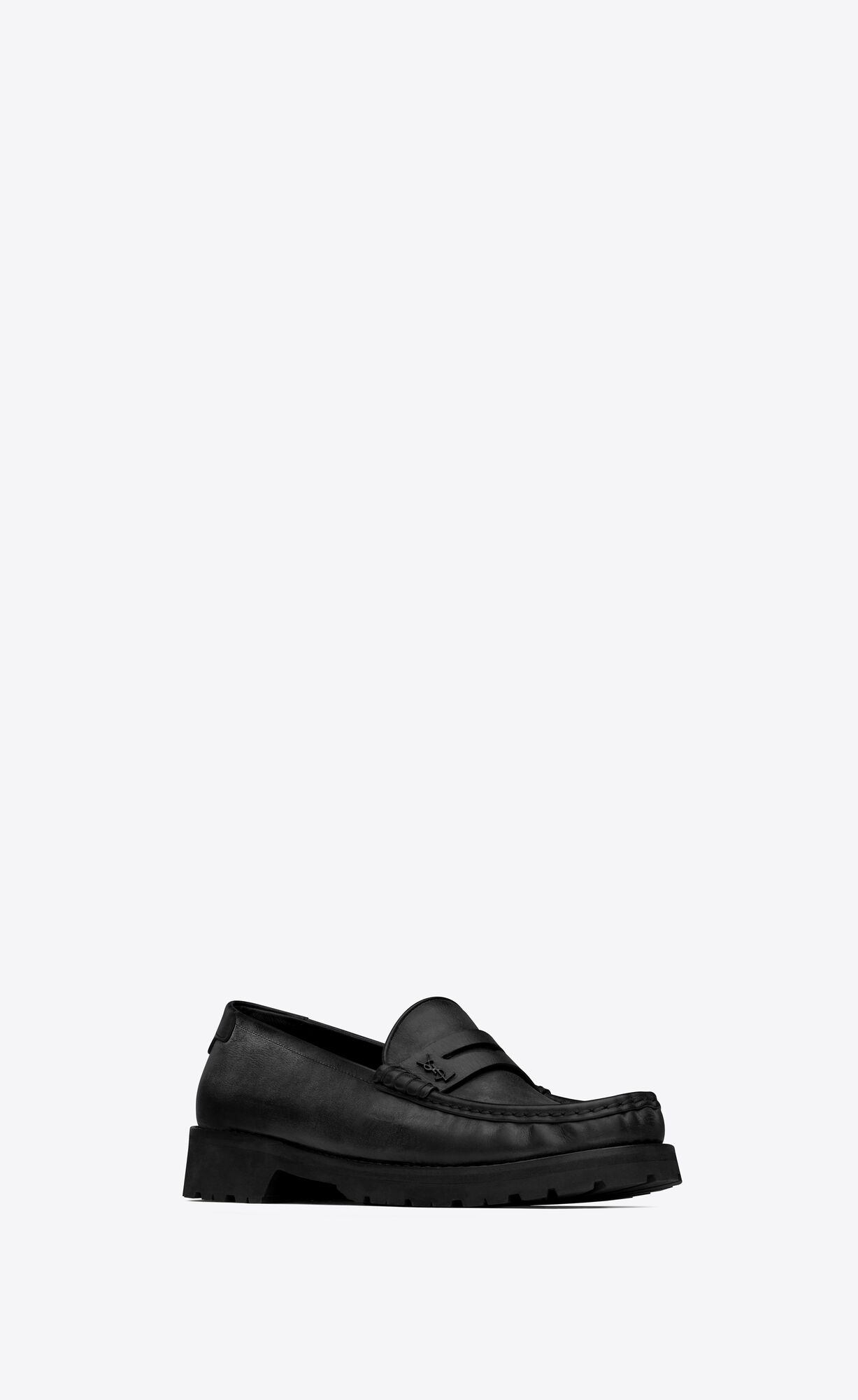 YSL Le Loafer Chunky Penny Slippers In Smooth Leather Noir | EQRZD2851