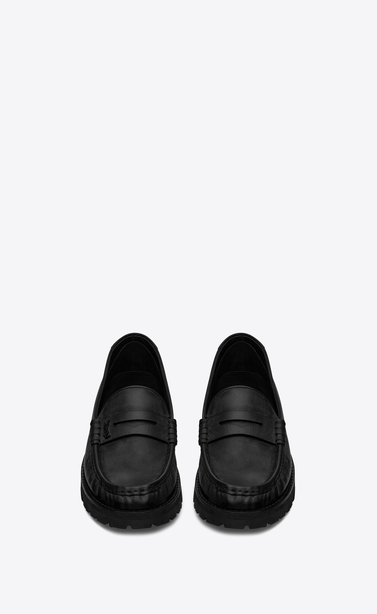 YSL Le Loafer Chunky Penny Slippers In Smooth Leather Noir | EQRZD2851